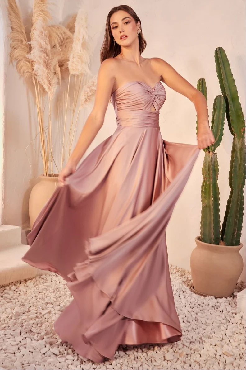 Madigan Gown - STRAPLESS A-LINE SOFT SATIN KEYHOLE DRESS - Image 5