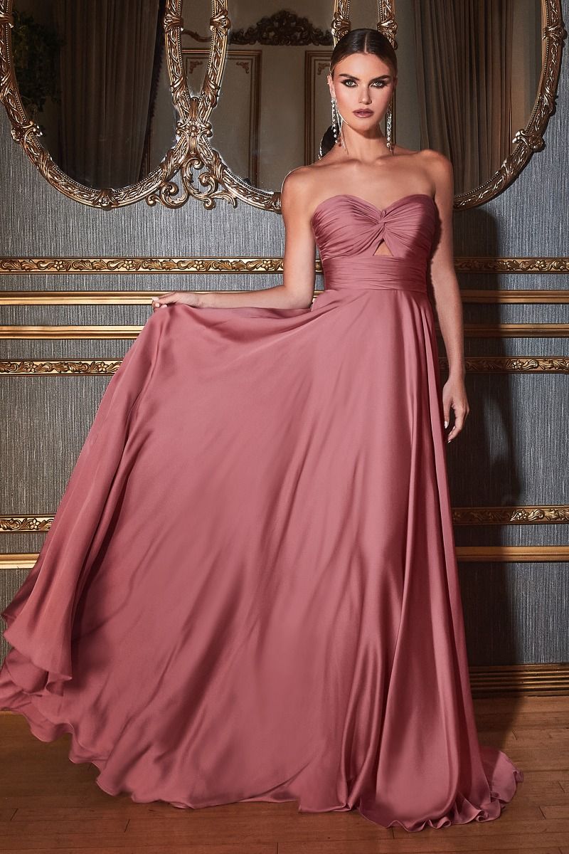 Madigan Gown - STRAPLESS A-LINE SOFT SATIN KEYHOLE DRESS - Image 9