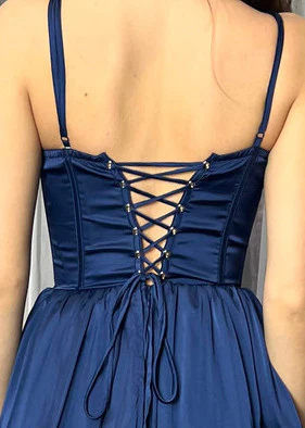 Maeve Corset Midi Dress - Navy - Image 6