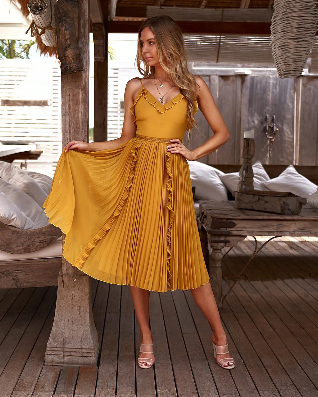 Maia Midi Dress- Mustard - FINAL SALE - Image 2