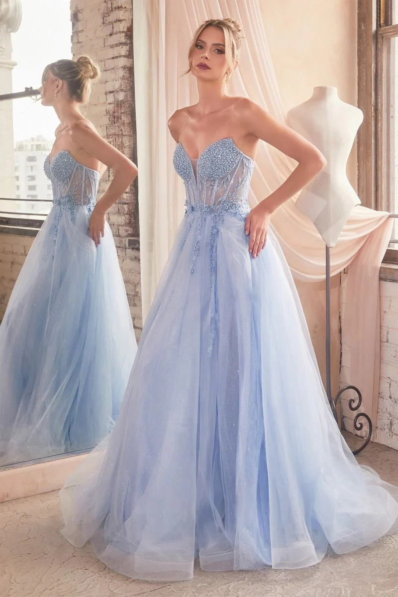 Marisol Gown - Pearl Beaded Glitter Tulle Ball Gown - Image 3