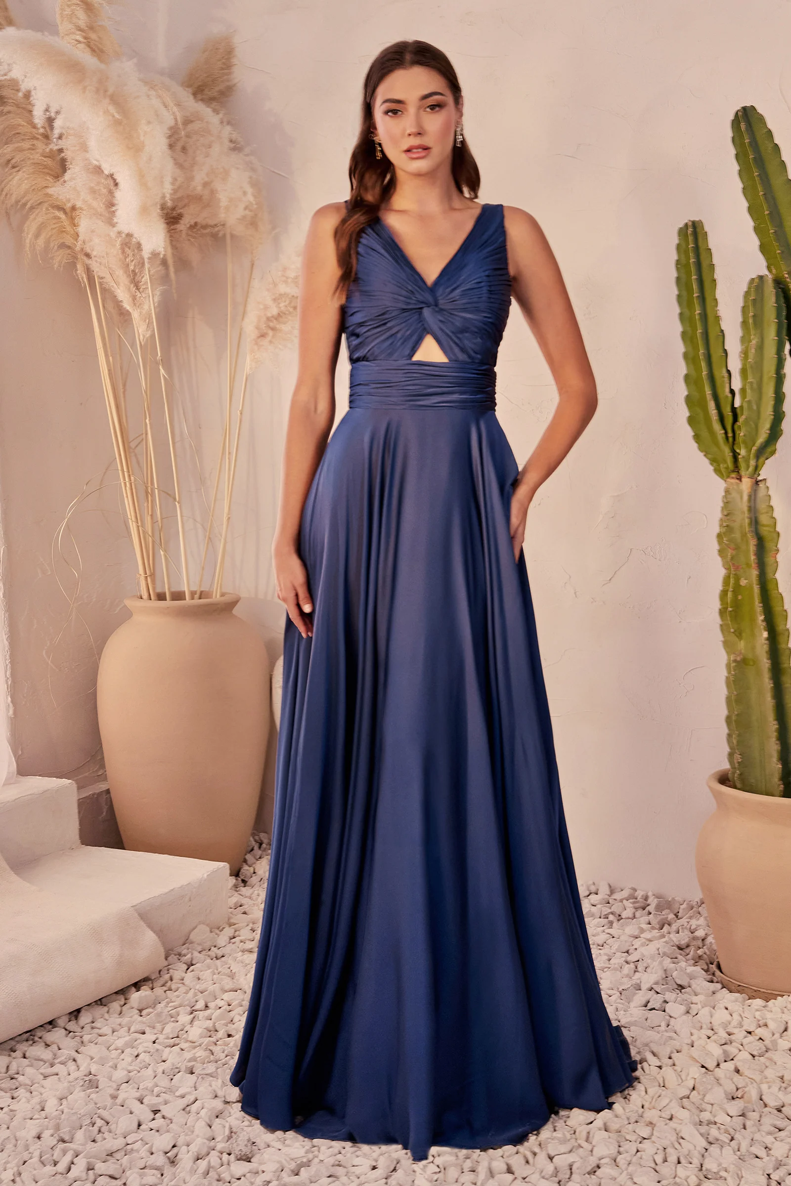 Marlena Gown - A-Line Keyhole Soft Satin Dress - Image 6