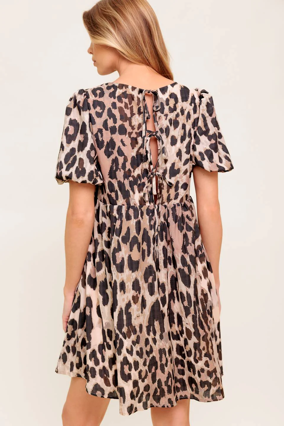 MARTINE LEOPARD MINI DRESS - TAUPE - FINAL SALE - Image 2