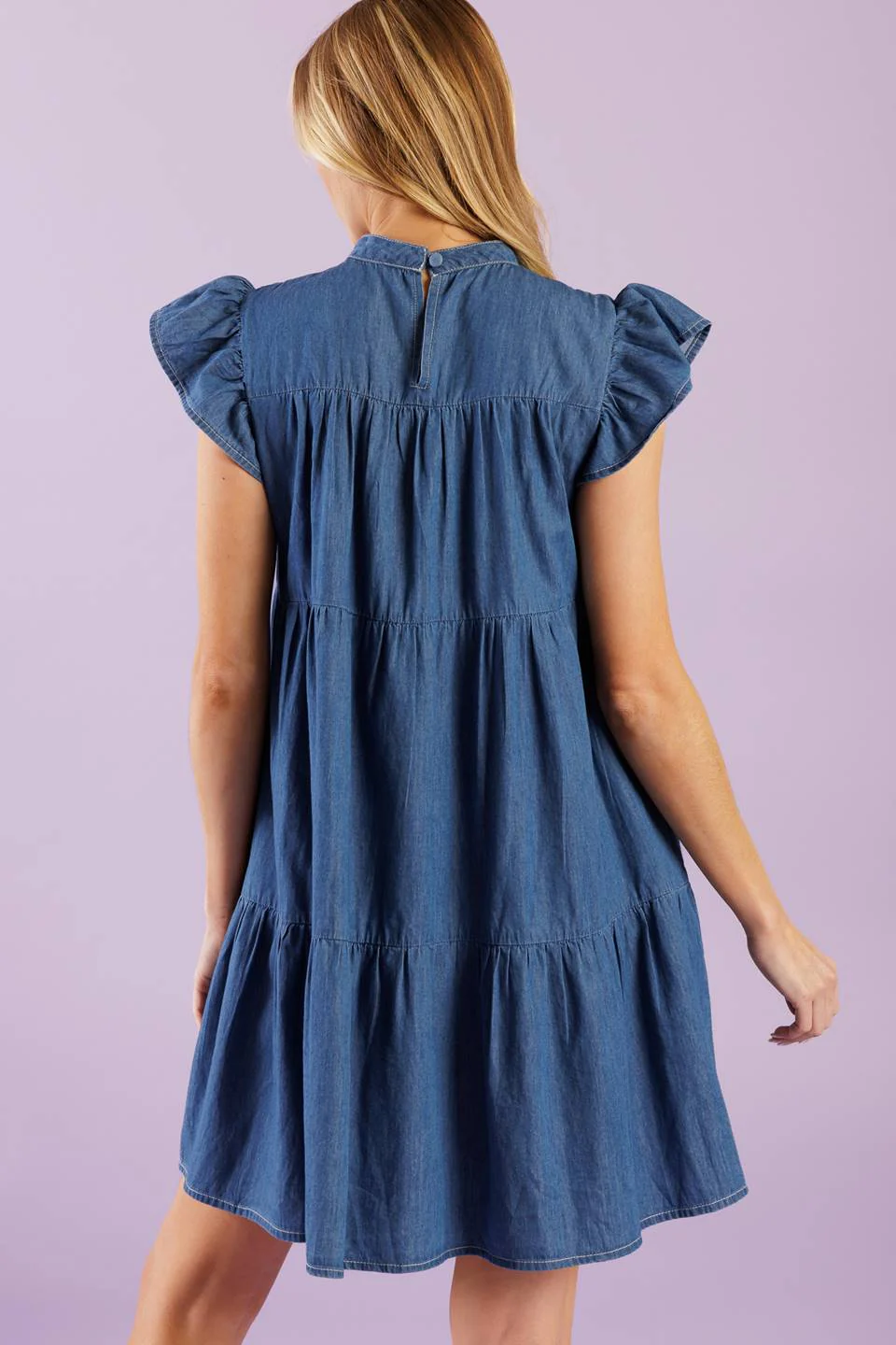 MATCH MY ENERGY WOVEN CHAMBRAY MINI DRESS - Image 2