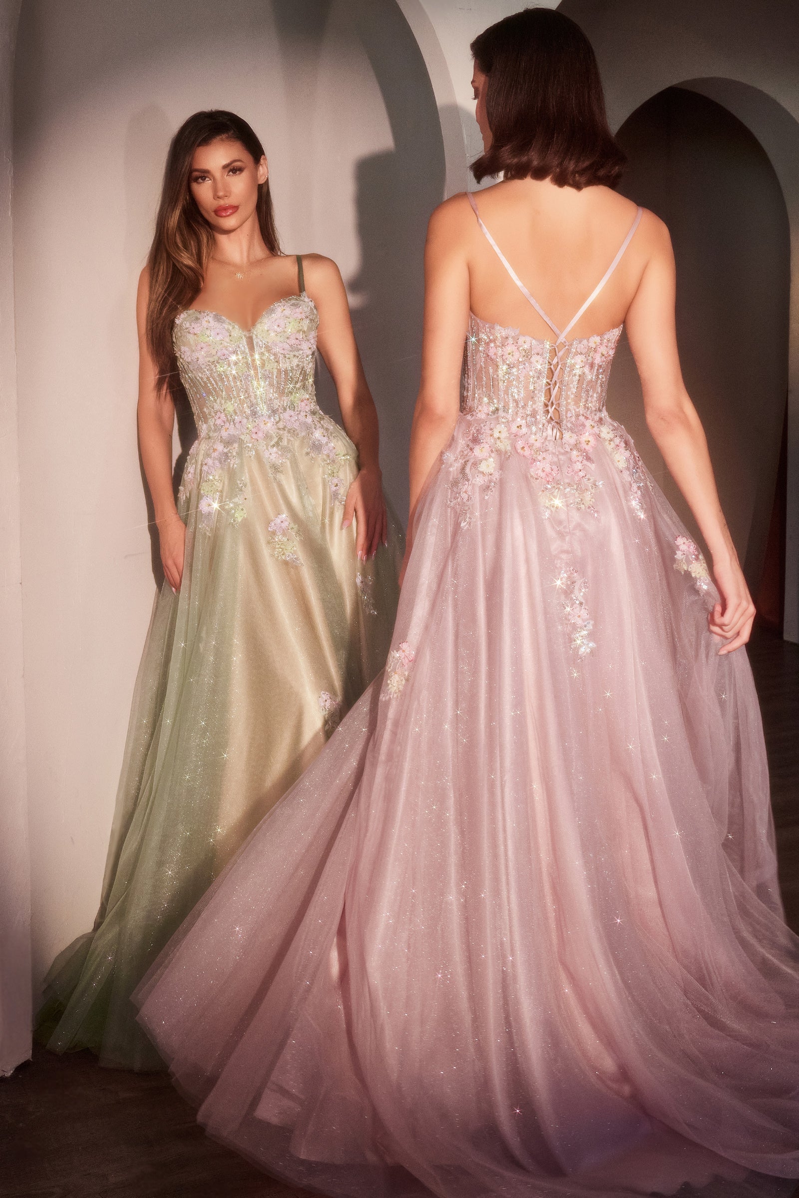 MEADOW GOWN - FLORAL A-LINE GLITTER TULLE DRESS - Image 2