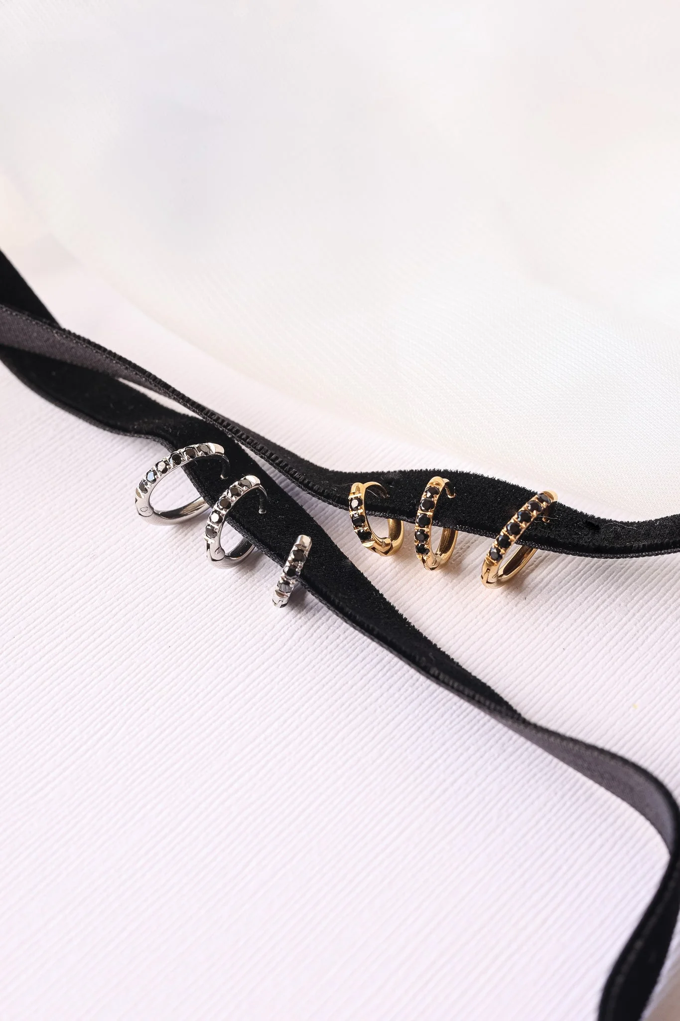 Micro Crystal Hoop Earring in Black