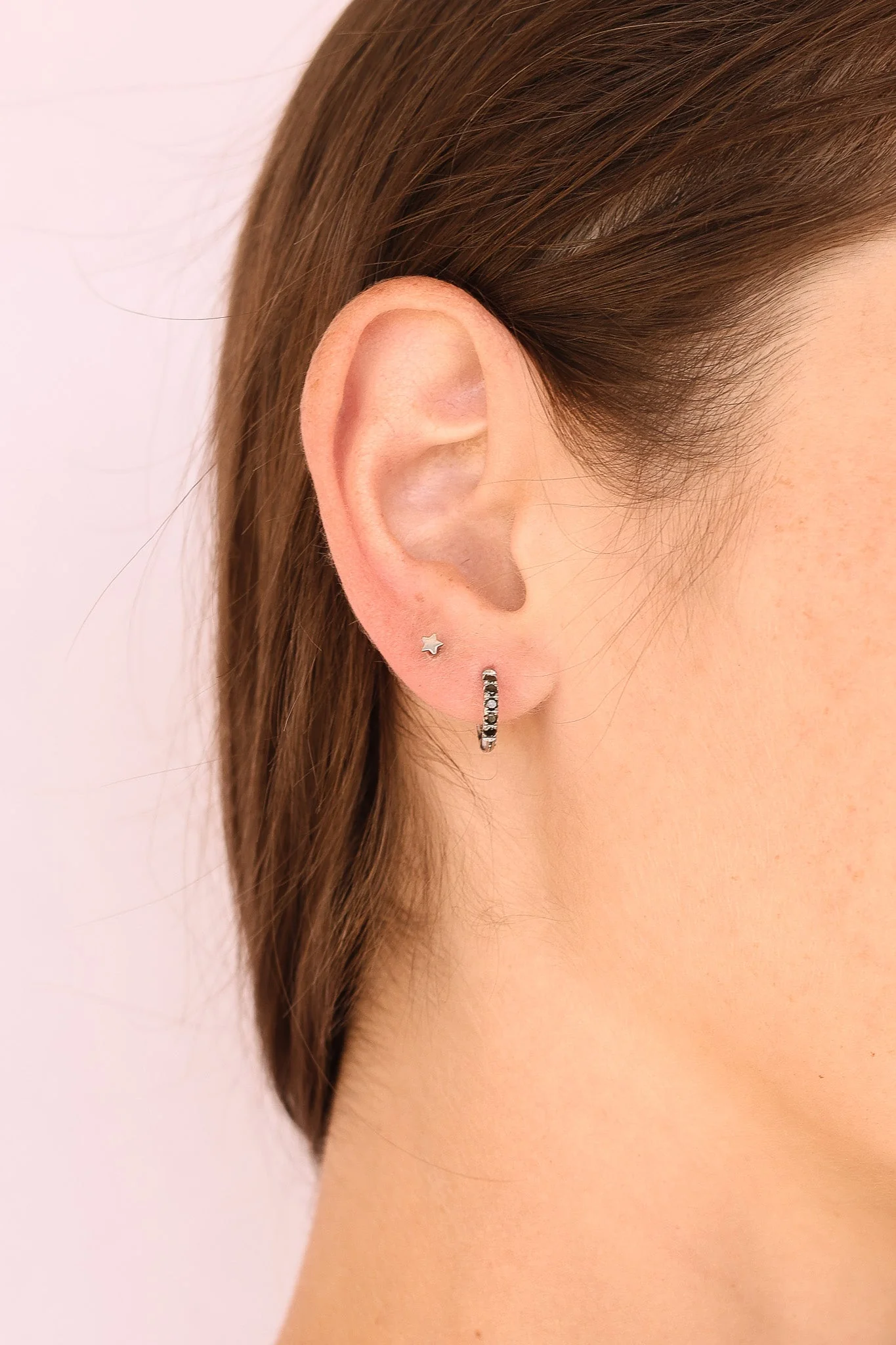 Micro Crystal Hoop Earring in Black - Image 8