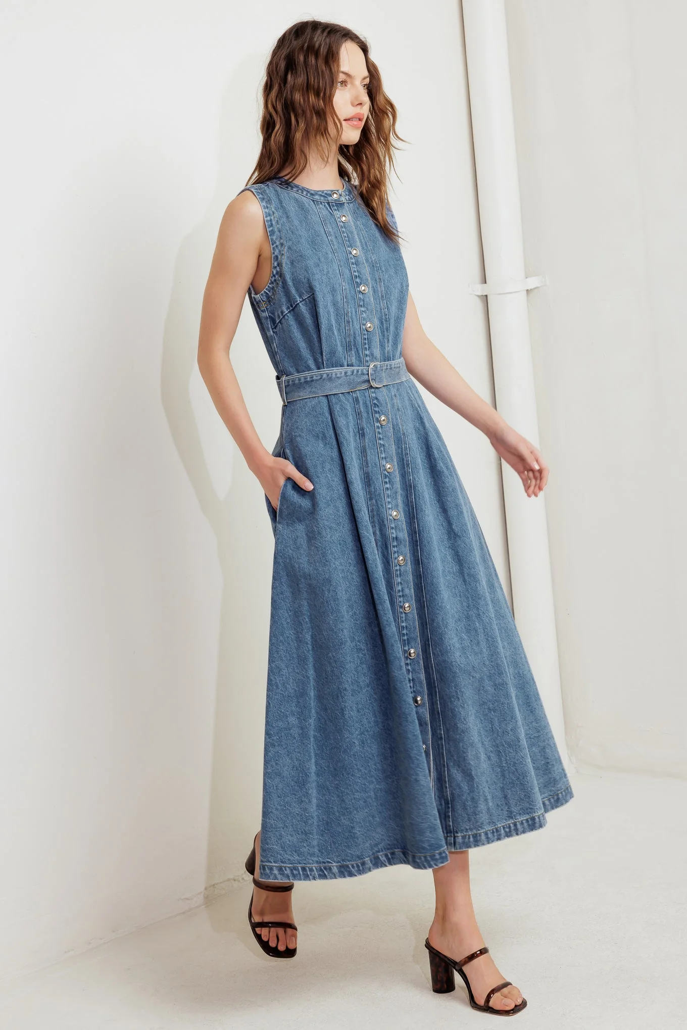 MIDNIGHT RODEO DENIM MIDI DRESS - Image 7
