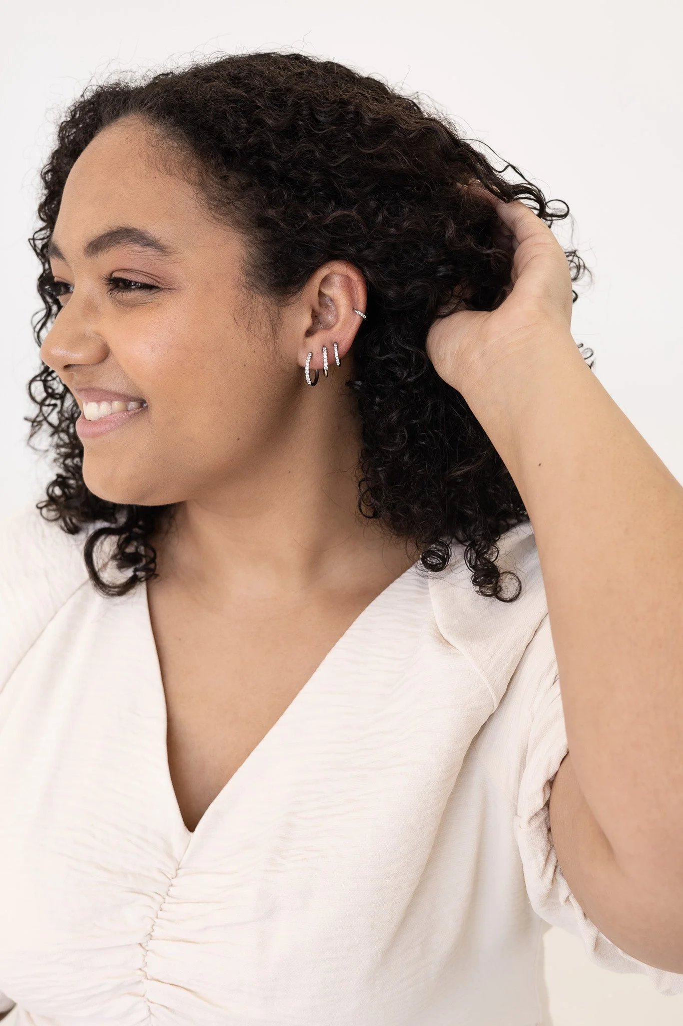 Mini Crystal Hoop Earring - Image 4
