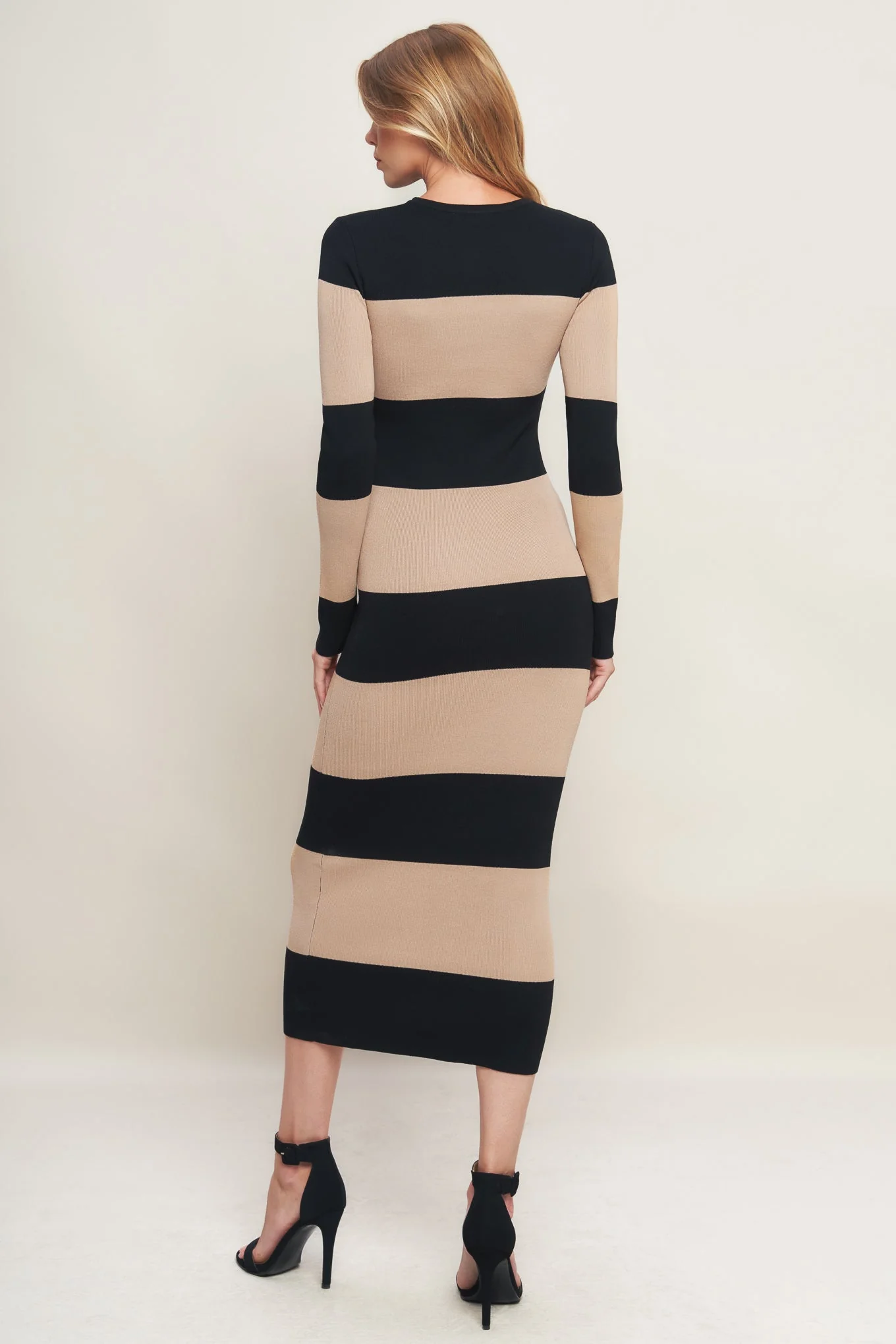 MODERN ATTITUDE STRIPE LONG SLEEVE SWEATER DRESS - Image 3