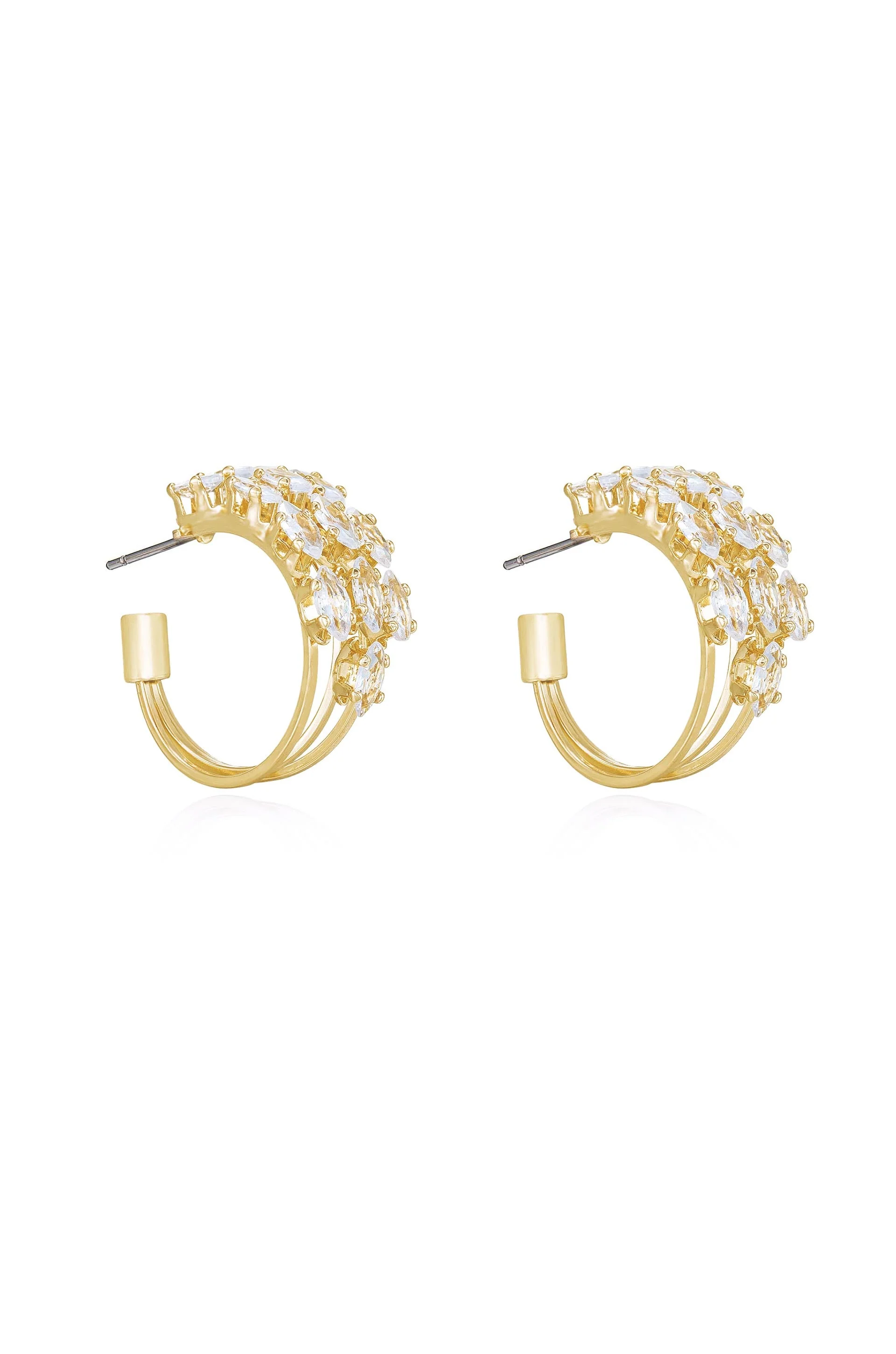 Multi-Crystal Huggie Hoop Earrings - Image 4