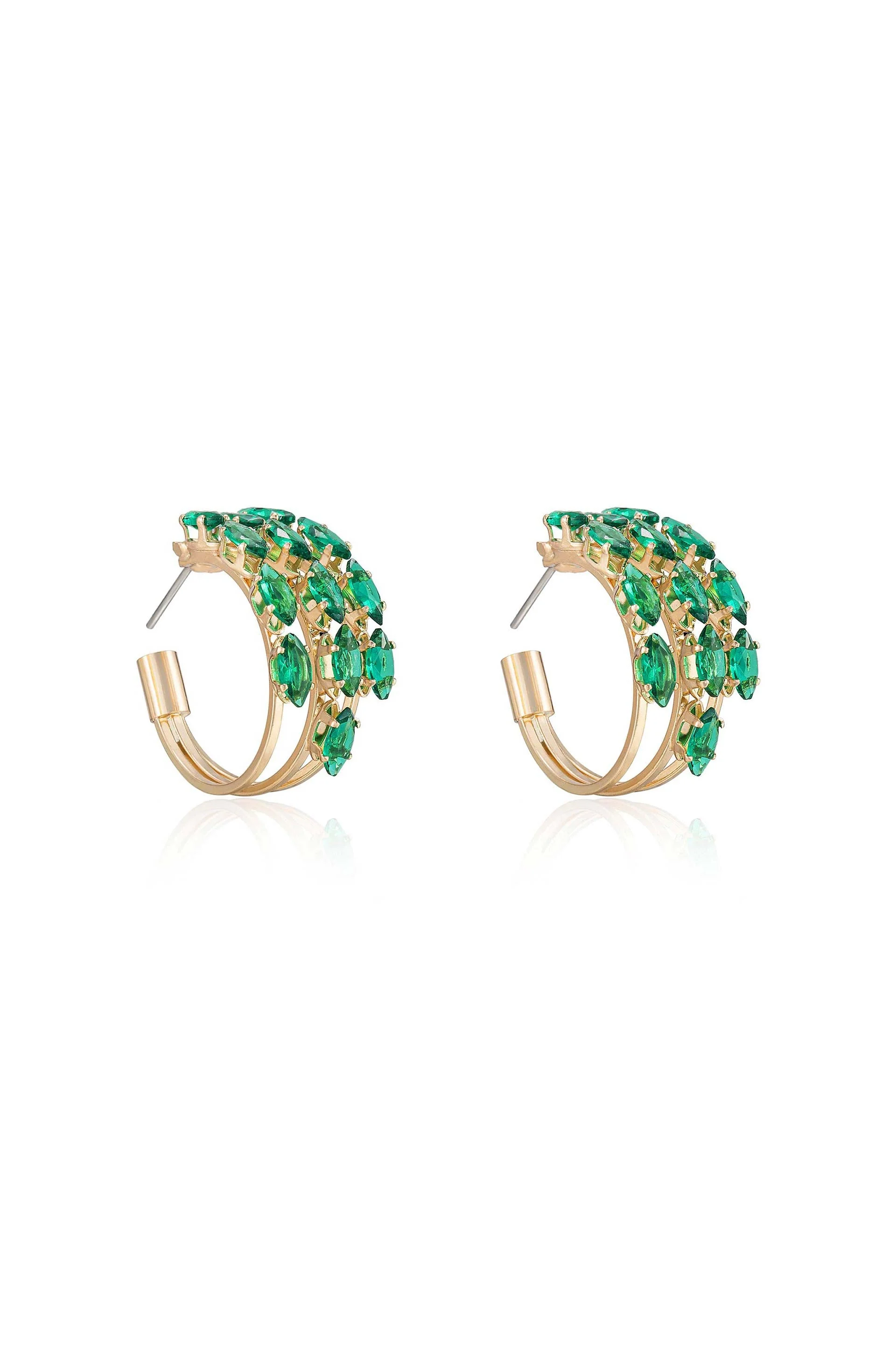 Multi-Crystal Huggie Hoop Earrings - Image 8