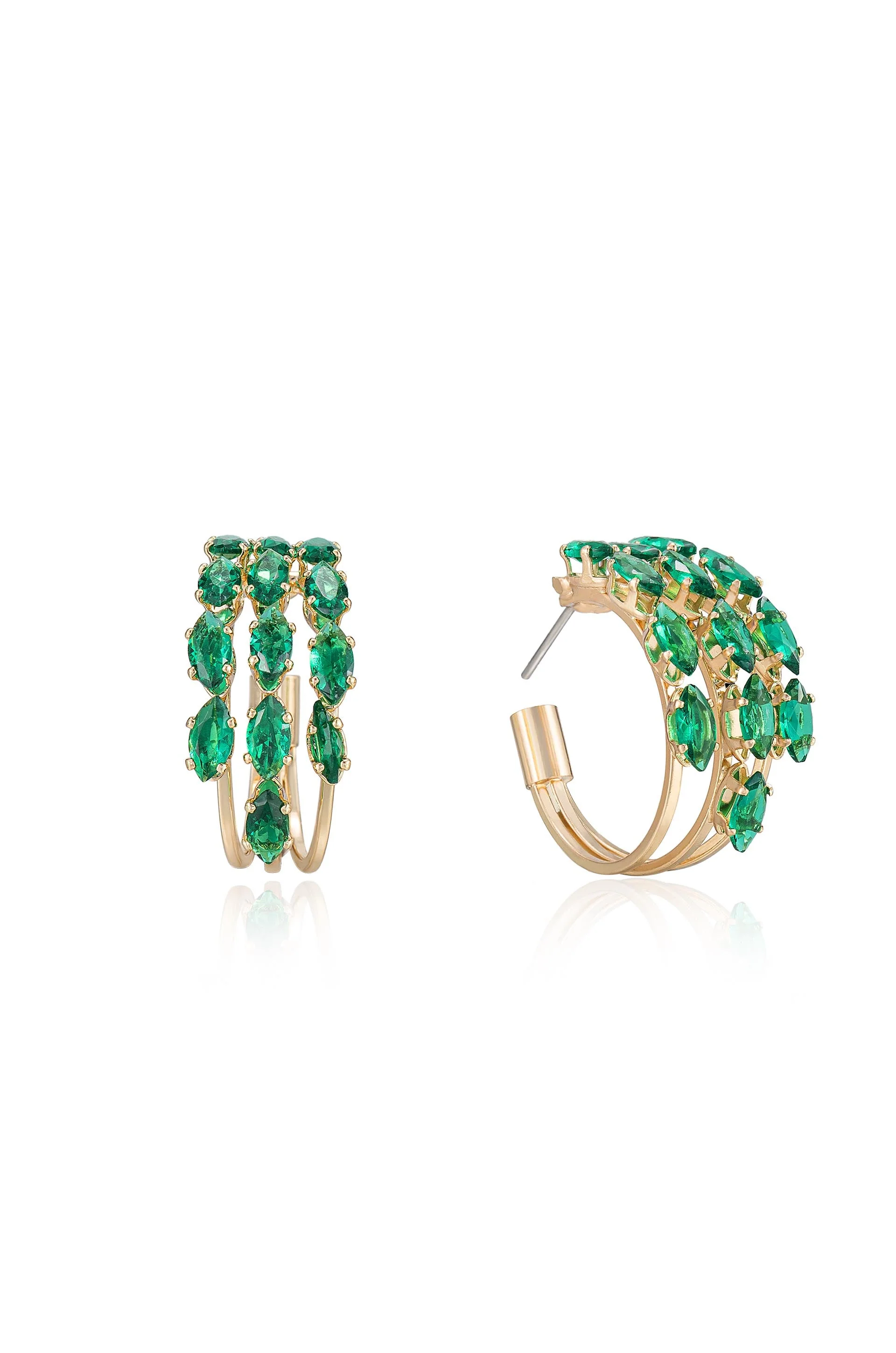 Multi-Crystal Huggie Hoop Earrings - Image 9