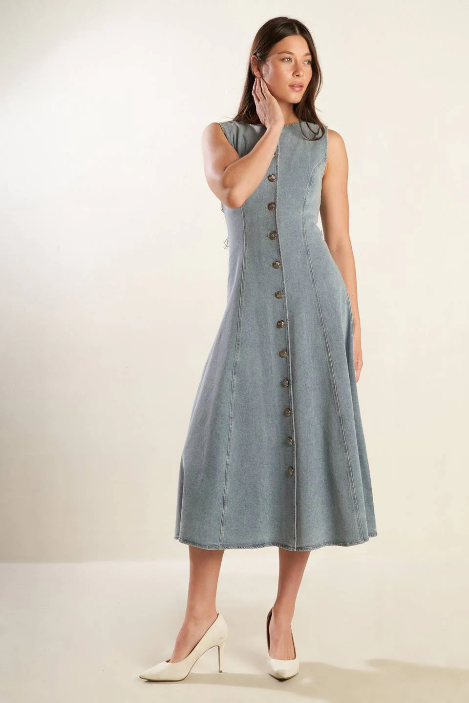 NAUTICAL & NICE - LIGHT DENIM - MIDI DRESS - Image 2