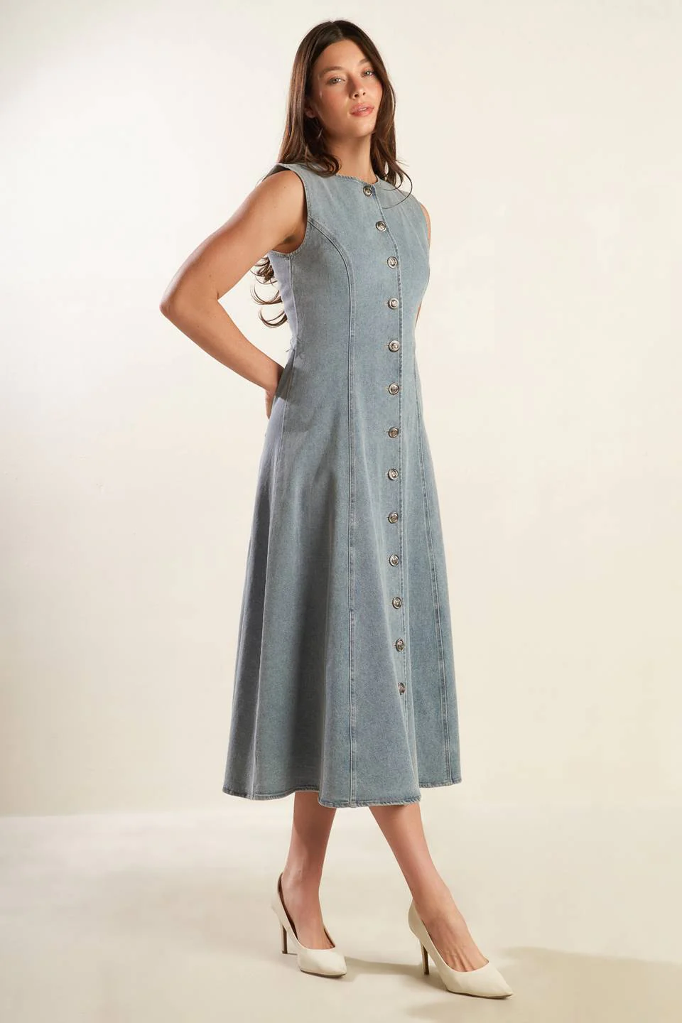 NAUTICAL & NICE - LIGHT DENIM - MIDI DRESS - Image 4