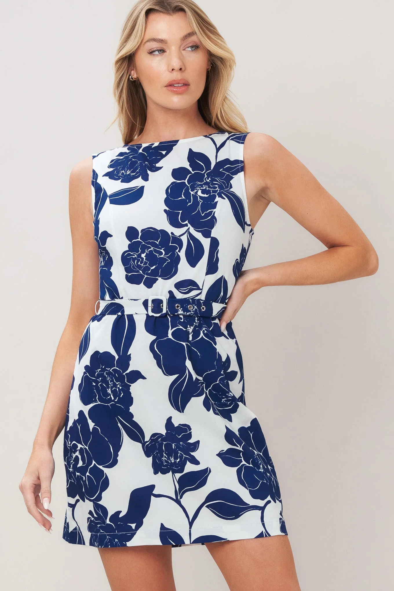 NAVY ESSENCE FLORAL MINI DRESS - Image 3