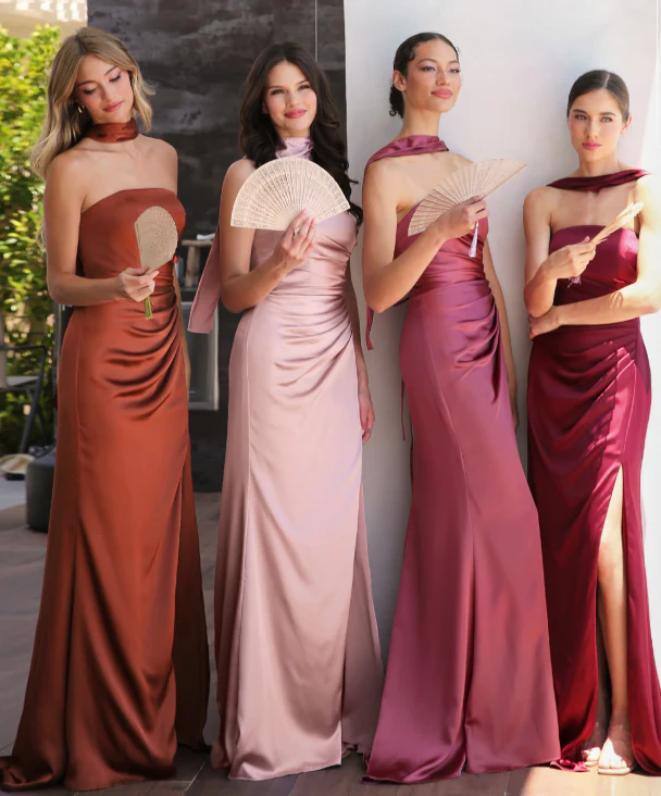 NICOLETTE GOWN - STRAPLESS LUXE SATIN DRESS & SCARF - Image 13