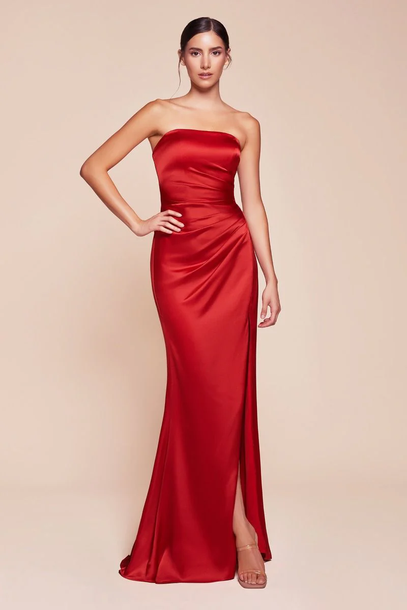NICOLETTE GOWN - STRAPLESS LUXE SATIN DRESS & SCARF - Image 4