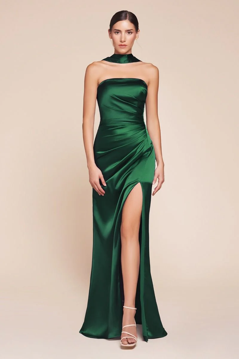 NICOLETTE GOWN - STRAPLESS LUXE SATIN DRESS & SCARF - Image 6