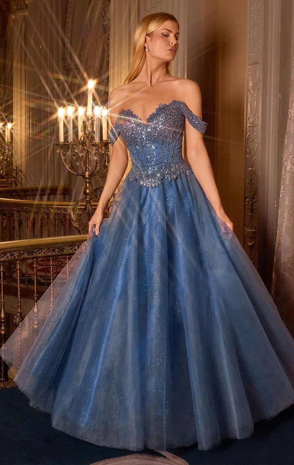 NOELLE GOWN - A-LINE GLITTER TULLE DRESS - Image 3