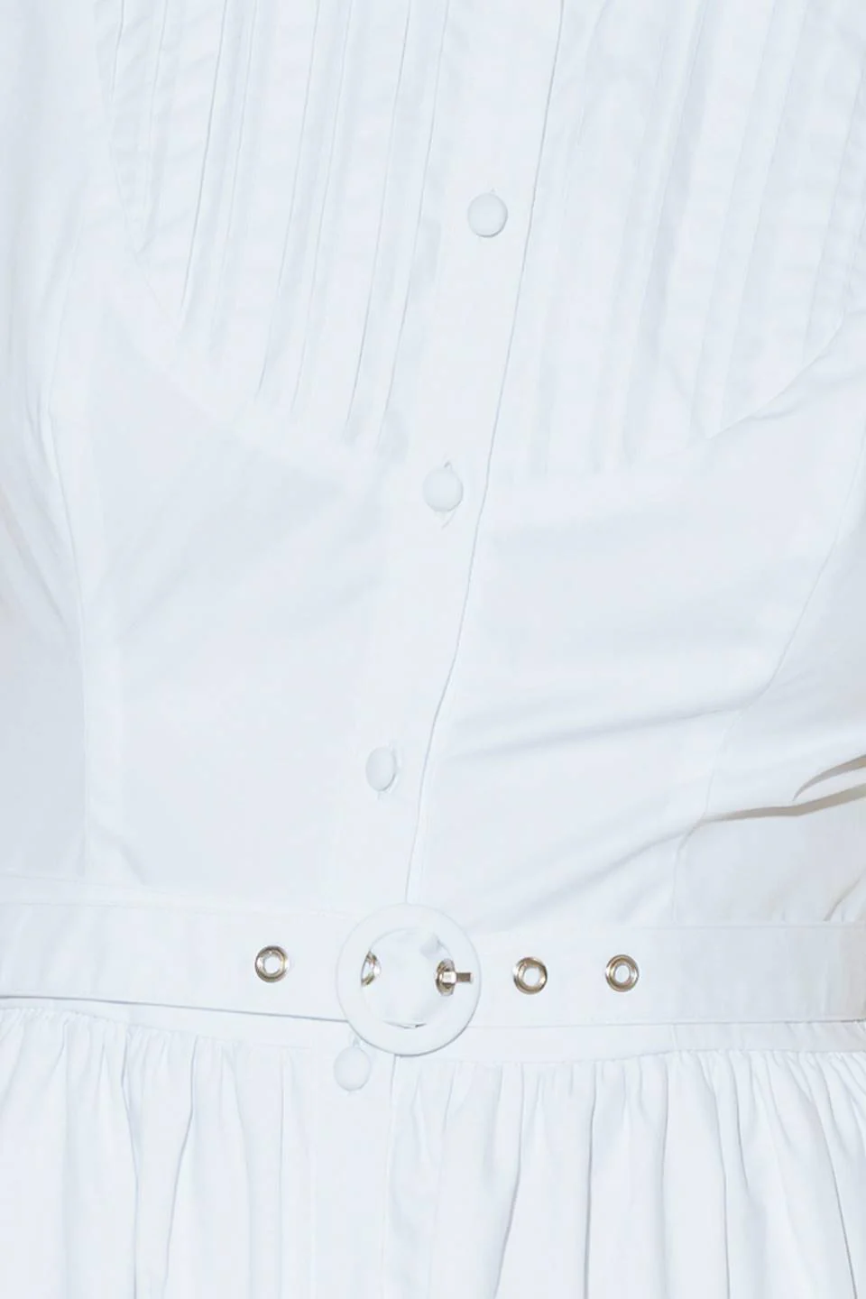 NORTH EAST MIDI - White Cotton Pintuck Midi Shirt Dress - Image 9