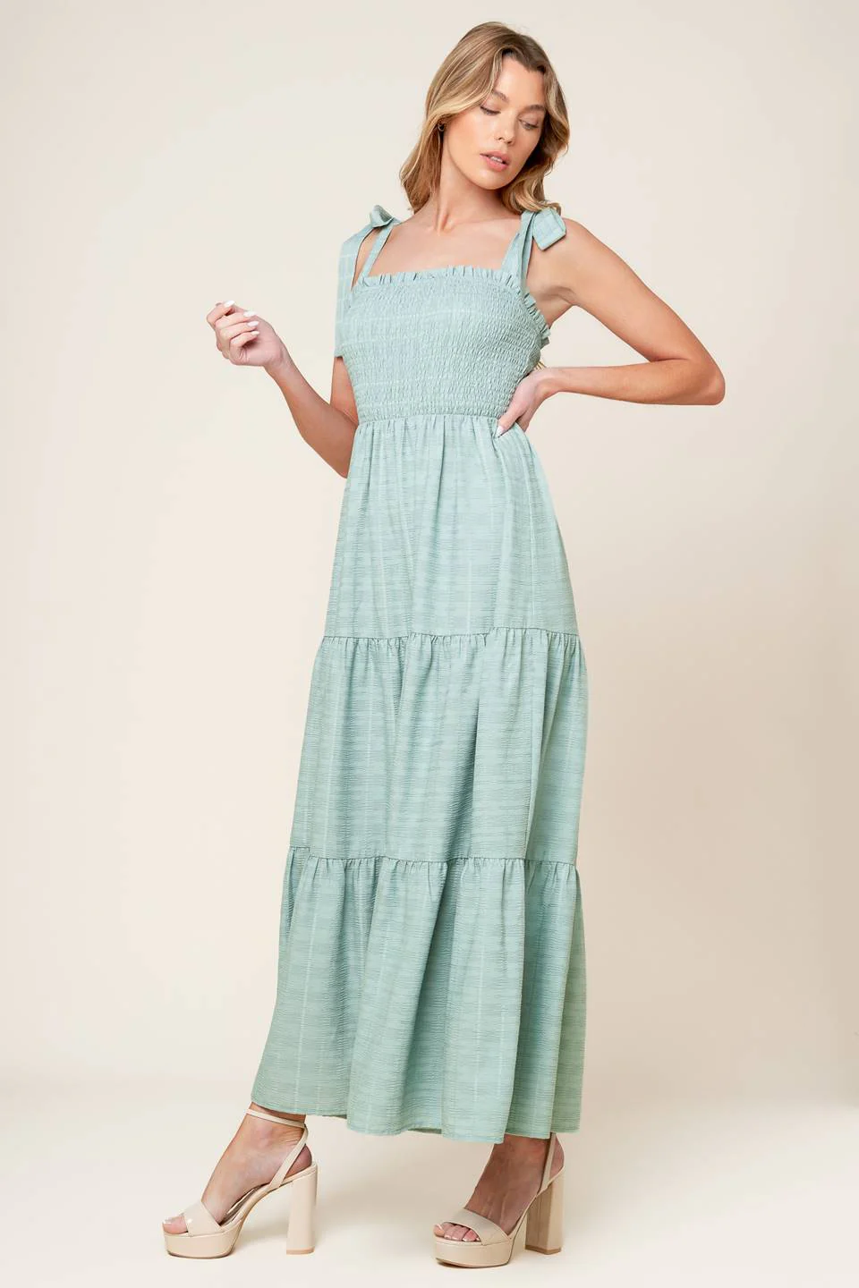 OCEAN BREEZES - DUSTY TEAL MAXI DRESS - Image 4