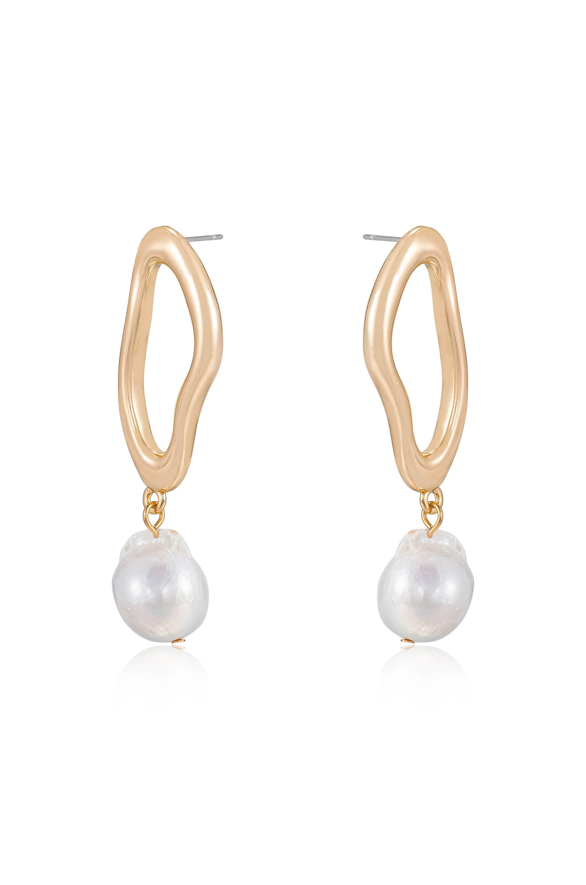 Open Circle Freshwater Pearl Earrings - Image 4