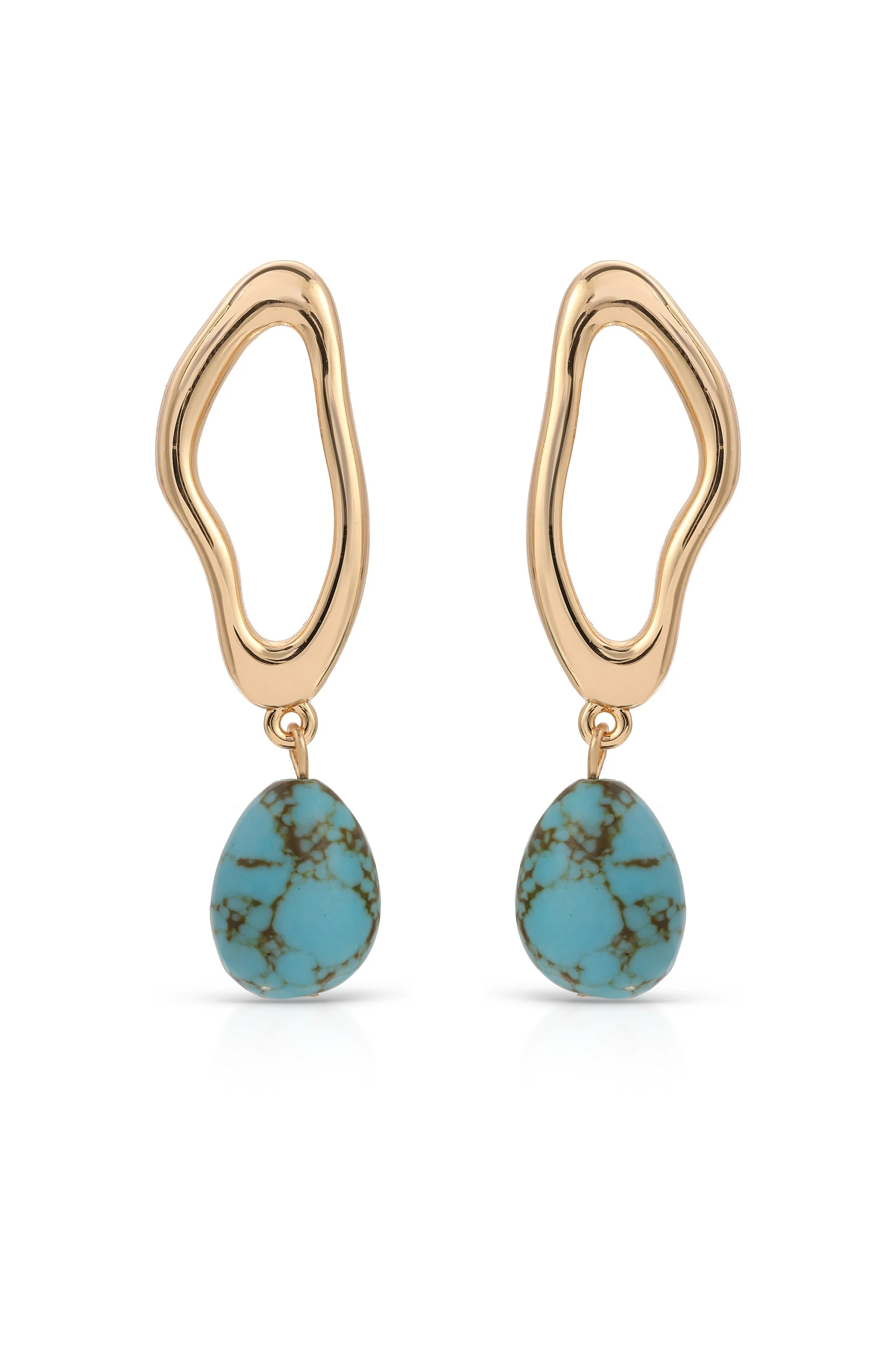 Open Circle Turquoise Dangle Earrings - Image 2