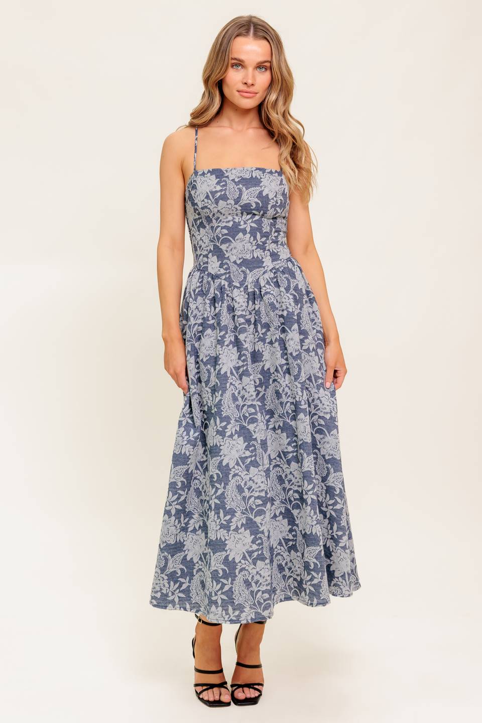 ORDINARY IS OVERRATED DENIM BLUE MIDI DRESS - Image 4