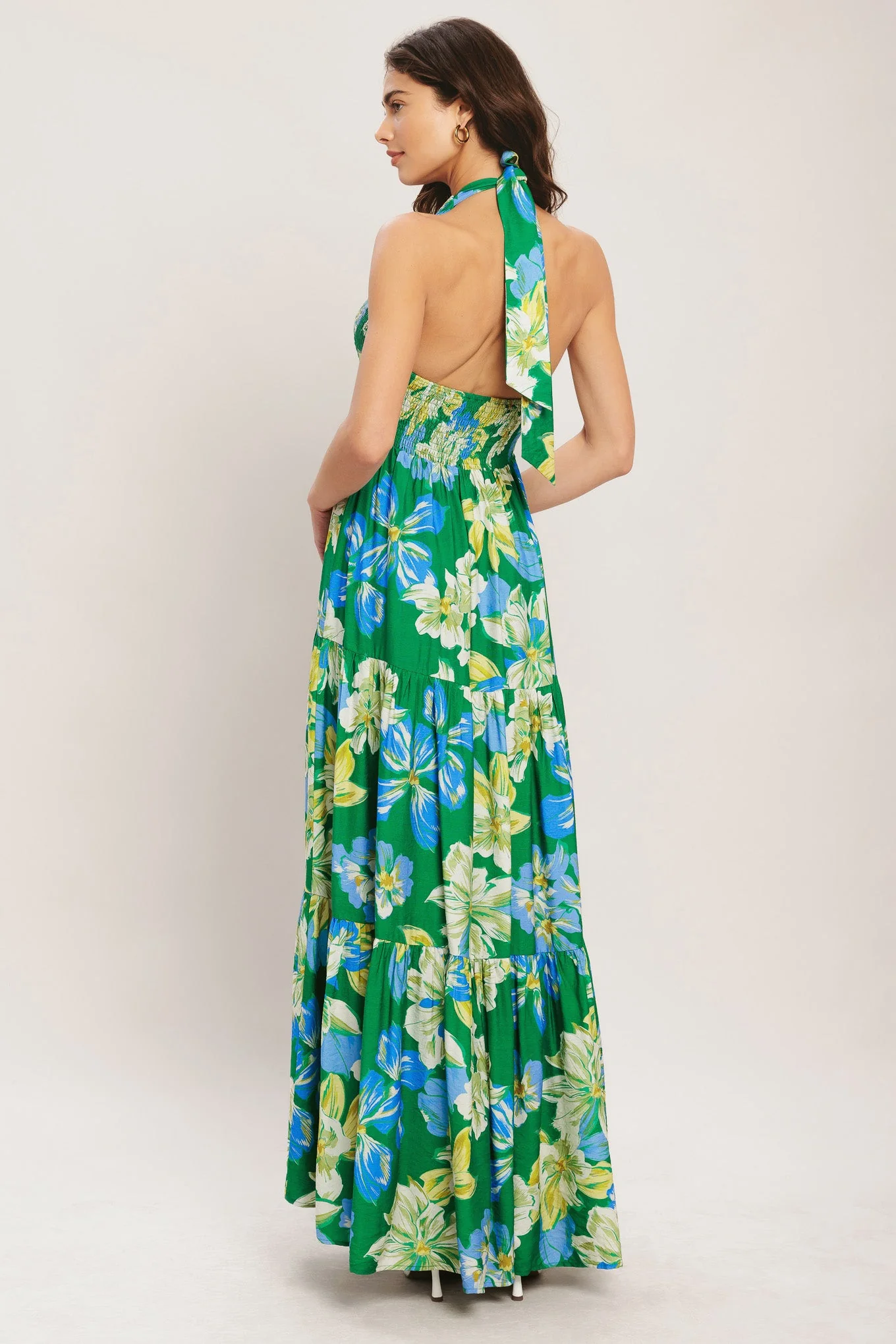 PALM SHORE BLOOM GREEN MAXI DRESS - Image 3