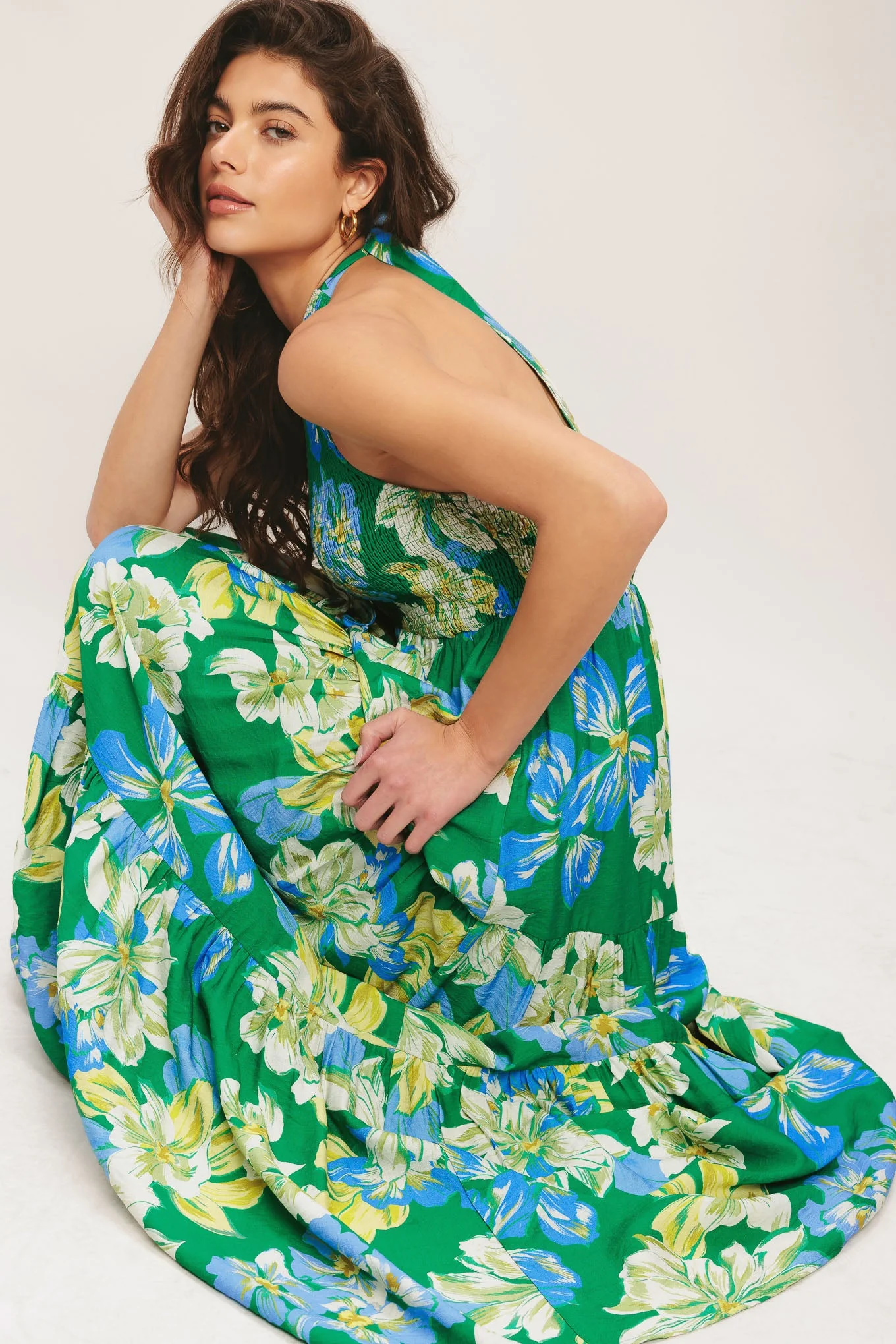 PALM SHORE BLOOM GREEN MAXI DRESS - Image 4