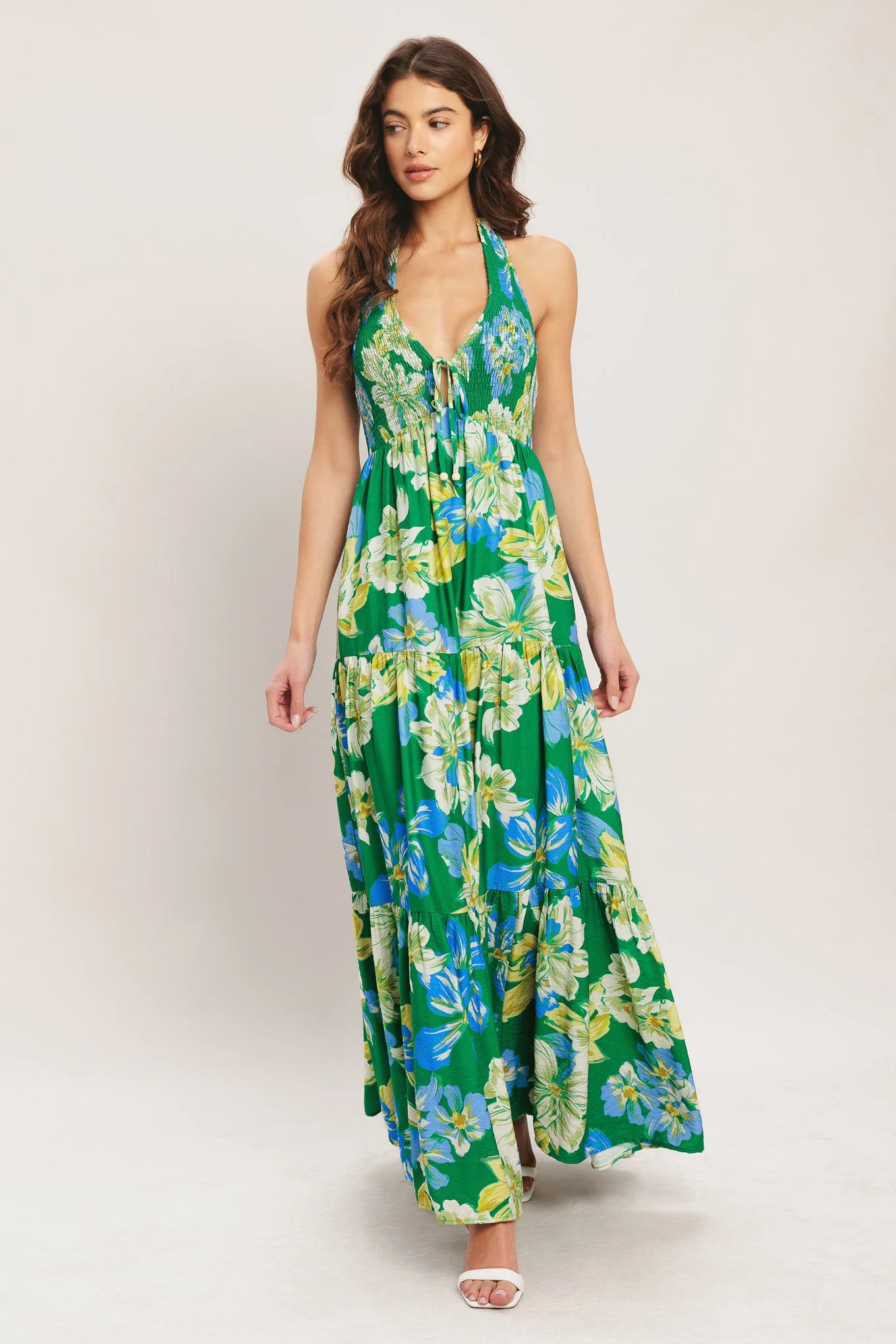 PALM SHORE BLOOM GREEN MAXI DRESS - Image 5