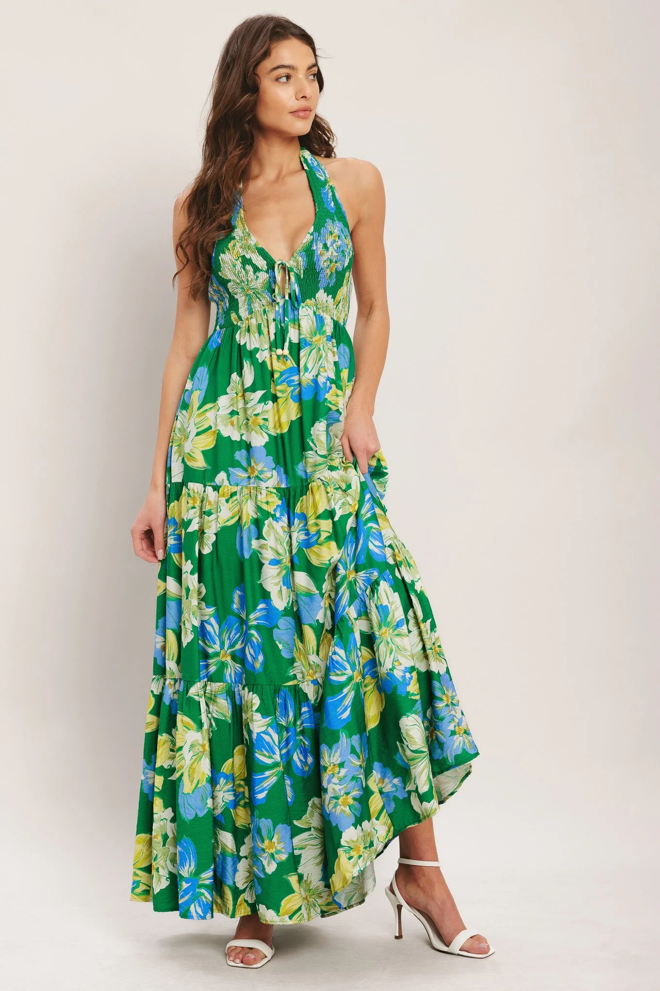 PALM SHORE BLOOM GREEN MAXI DRESS - Image 8