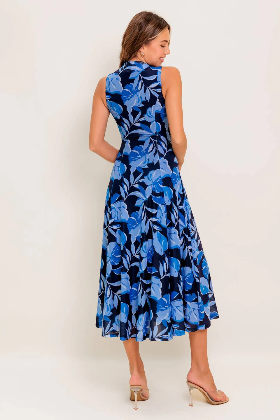 PALMER POWER MESH PRINTED MIDI DRESS - BLUE - Image 2