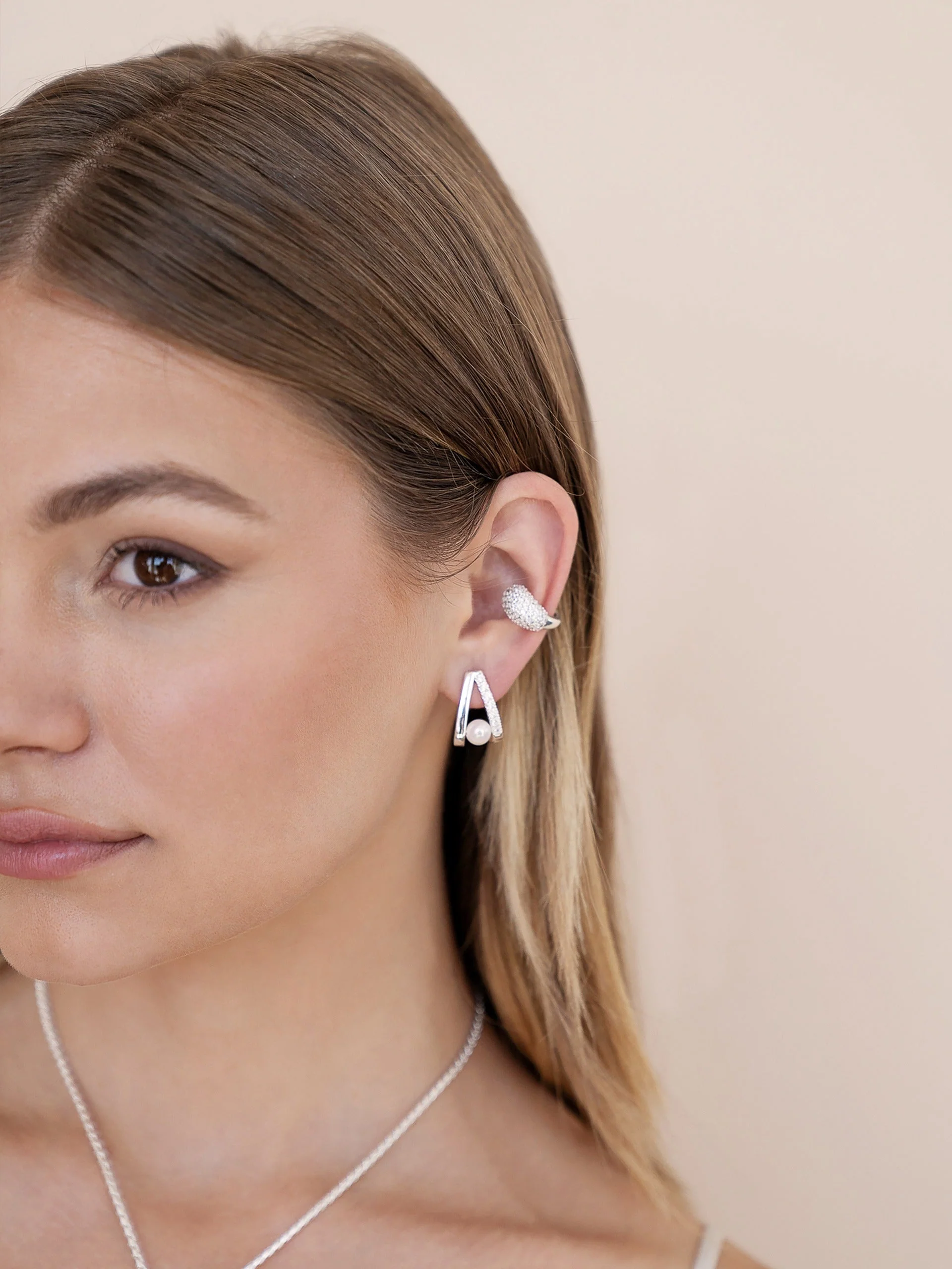 Pavé and Pearl Earrings - Image 8