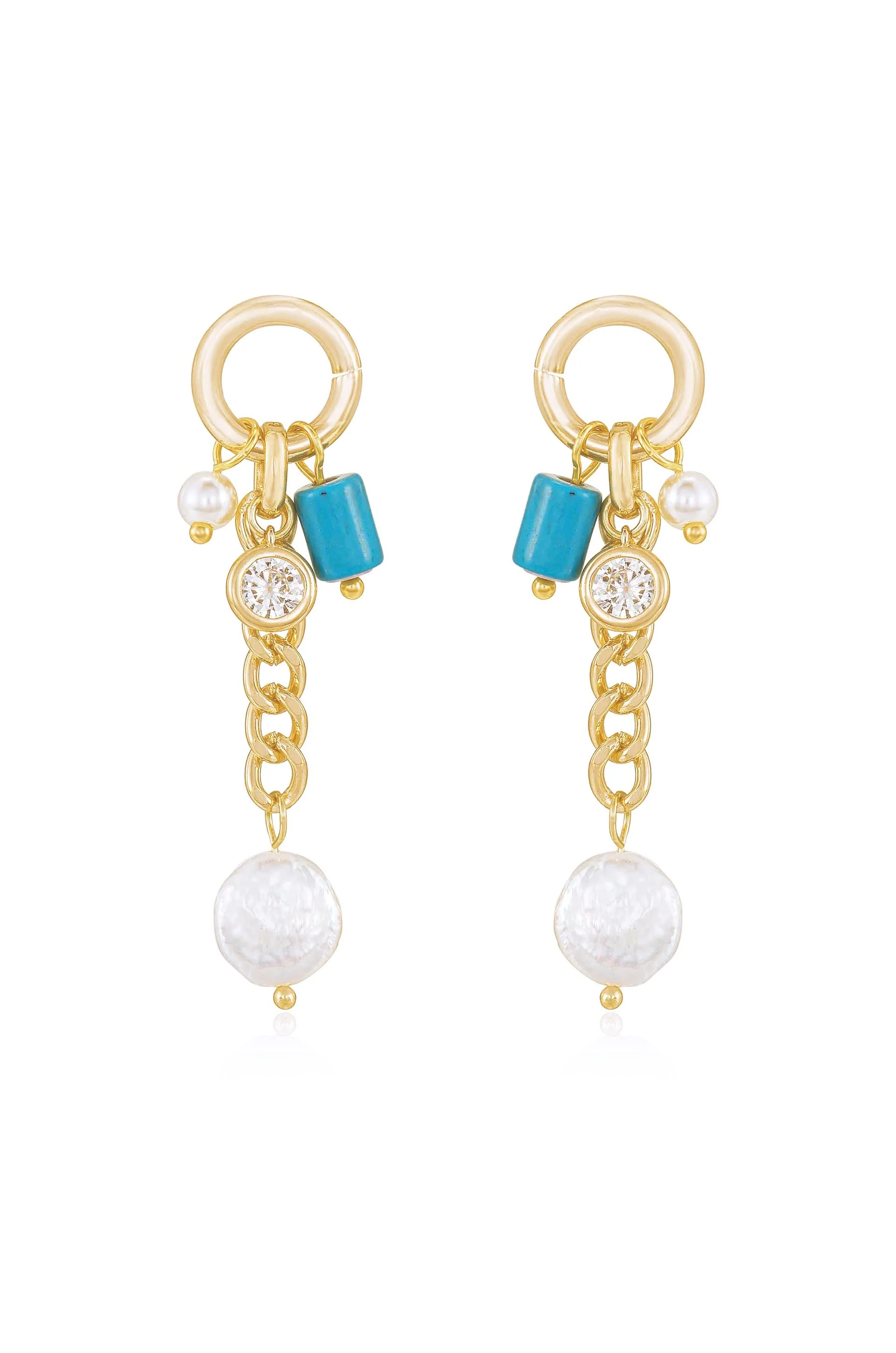 Pearl and Charm Dangle Earrings