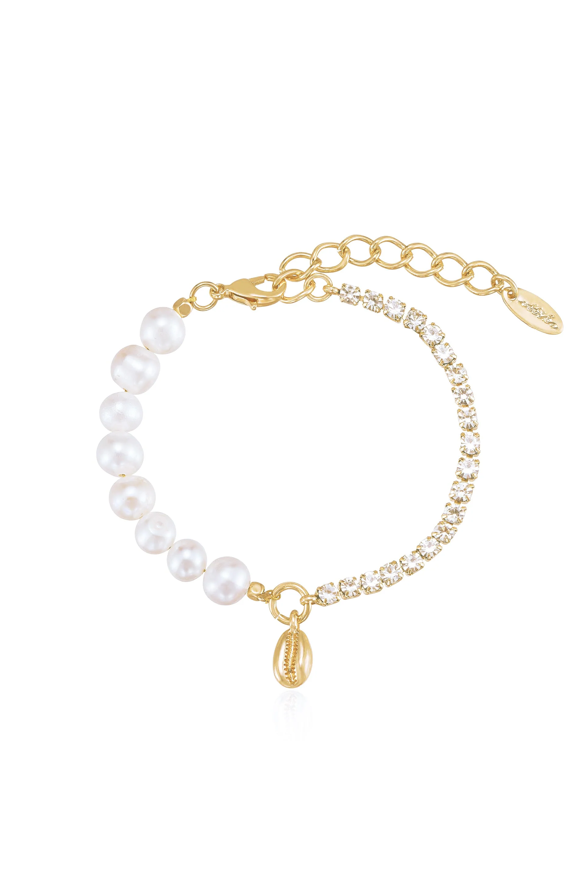 Pearl and Crystal Shell Bracelet - Image 2