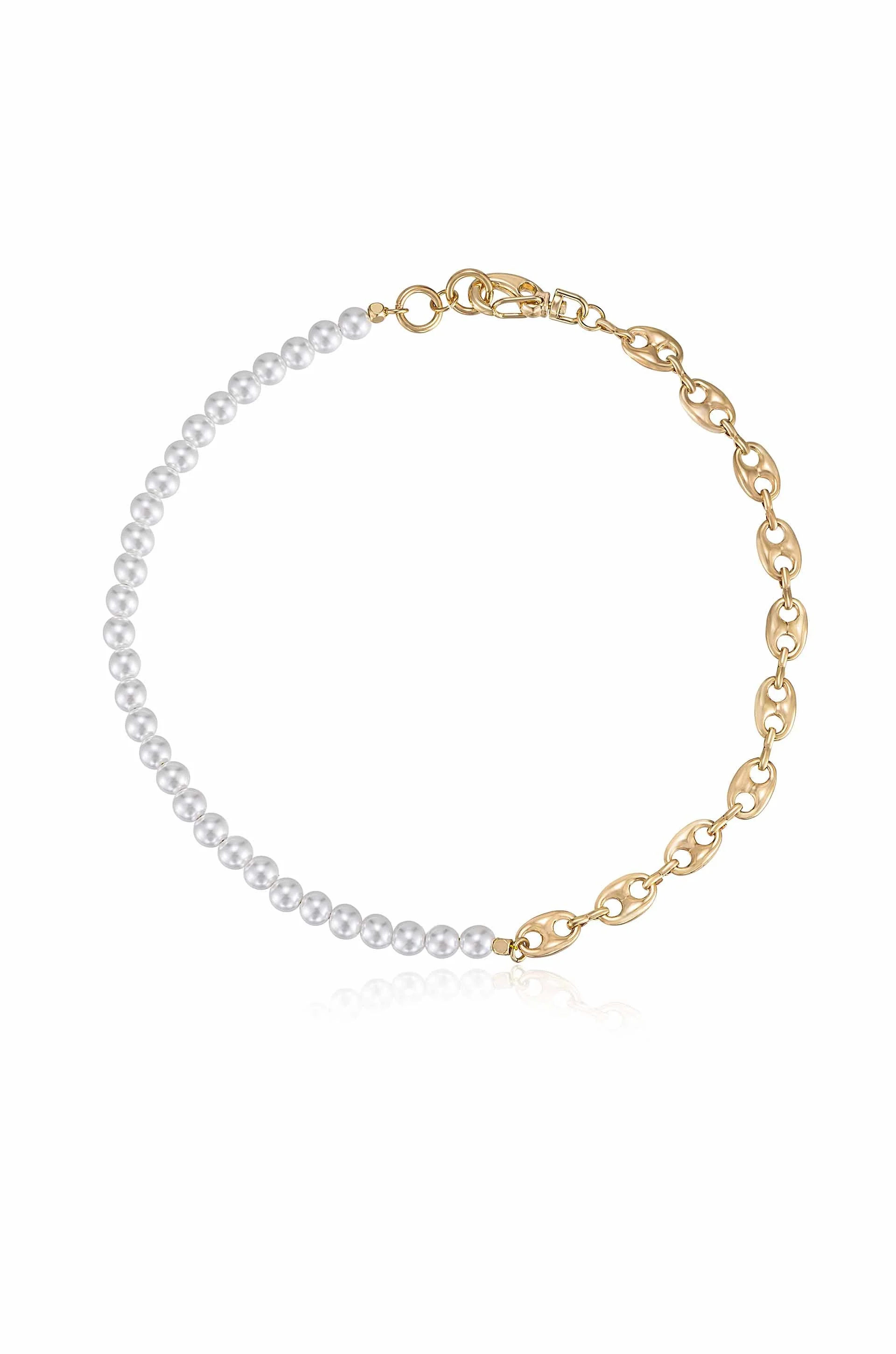 Pearl and Modern Chain Link Collar Necklace - Image 2