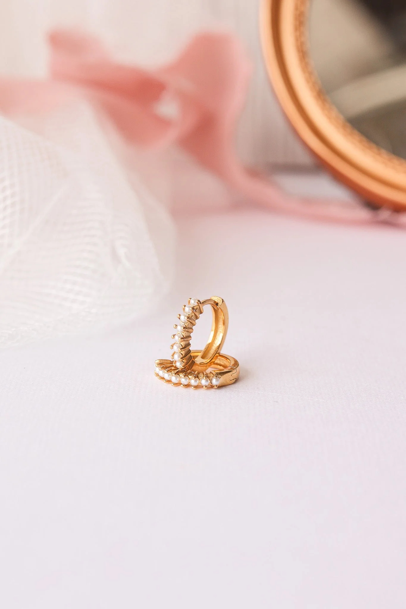 Pearl Mini Hoop Earring - Image 10