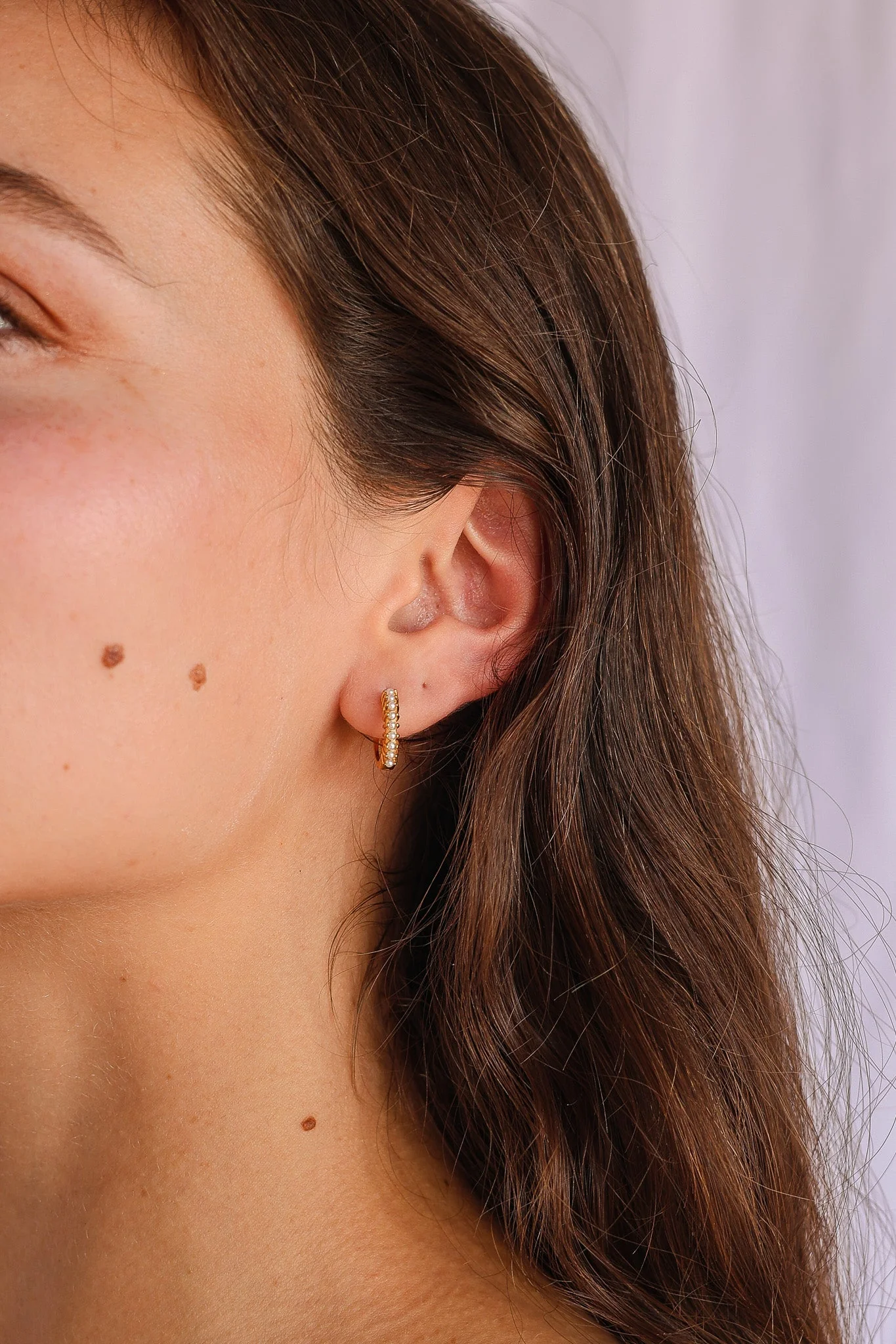 Pearl Mini Hoop Earring - Image 2