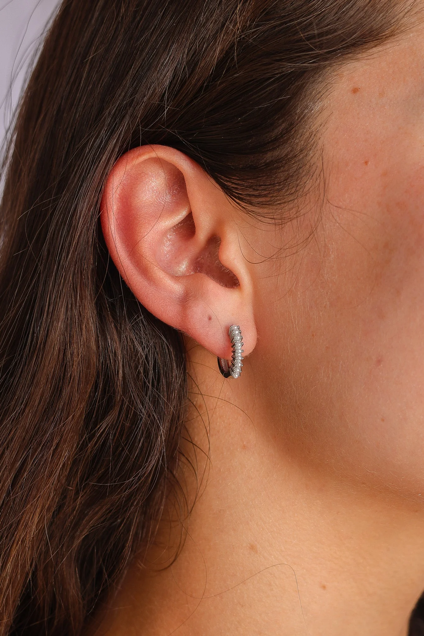 Pearl Mini Hoop Earring - Image 7