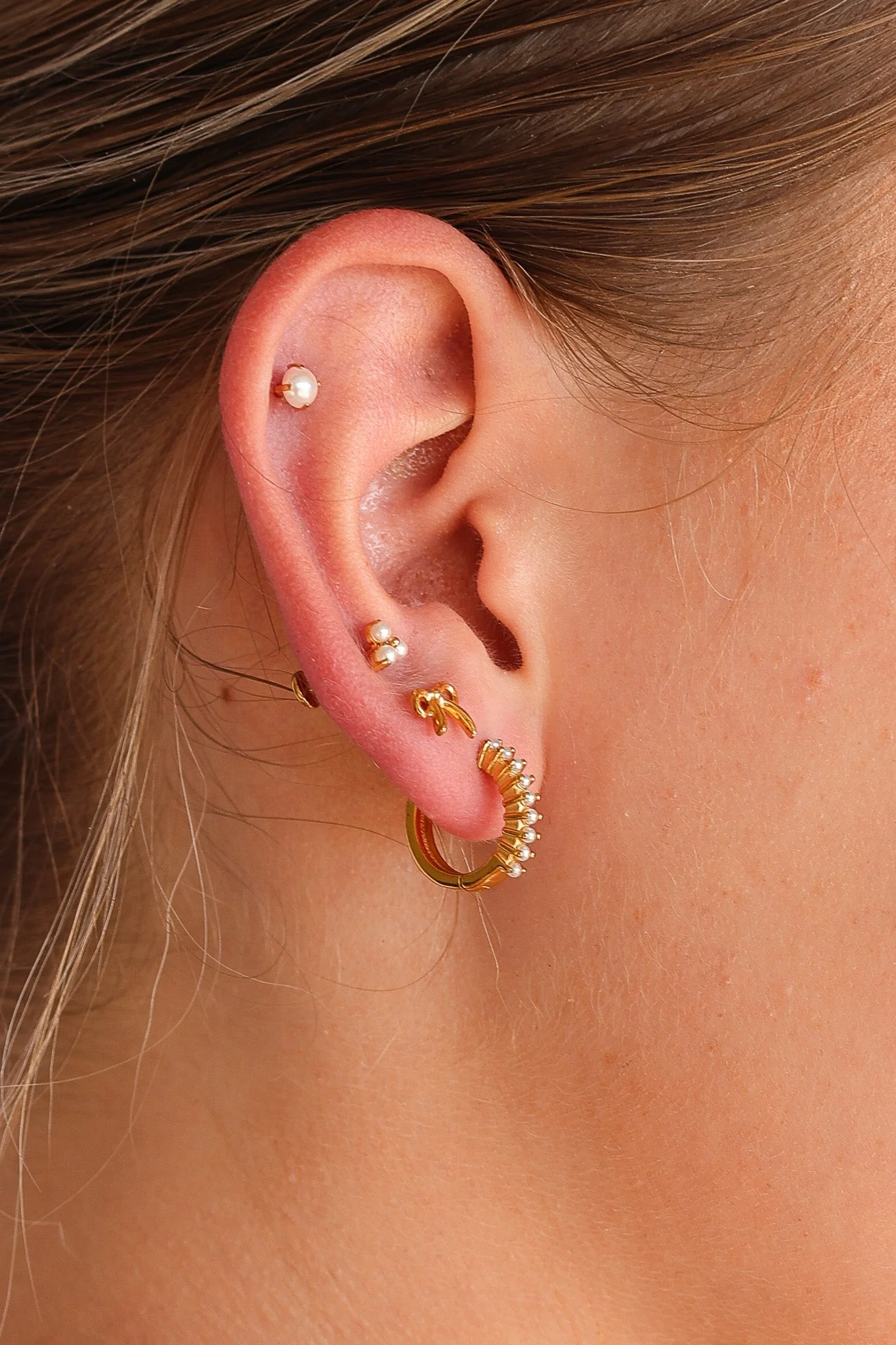 Pearl Mini Hoop Earring - Image 9