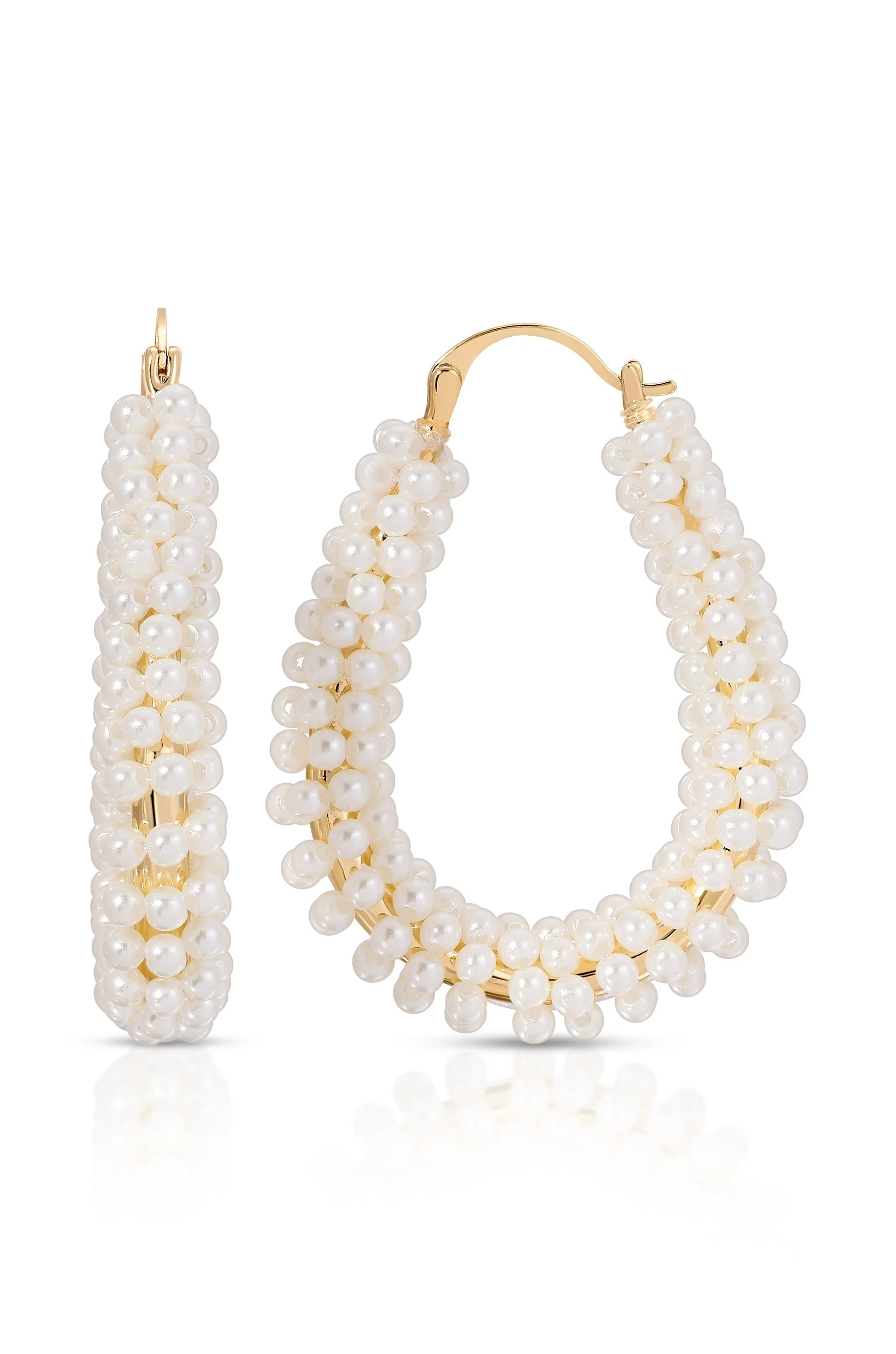 Pearl Wrapped Hoop Earrings - Image 2
