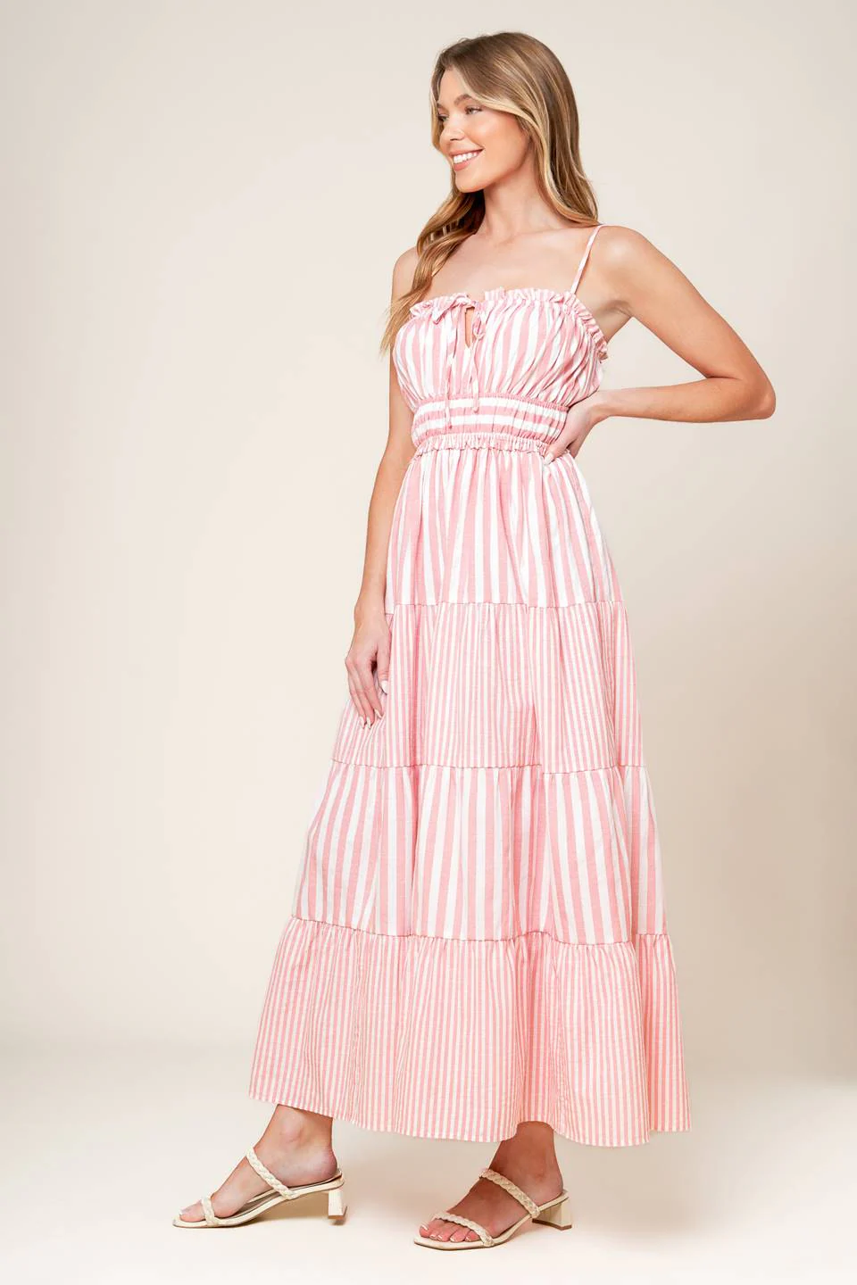 PEONY PINK STRIPE MAXI DRESS - Image 5