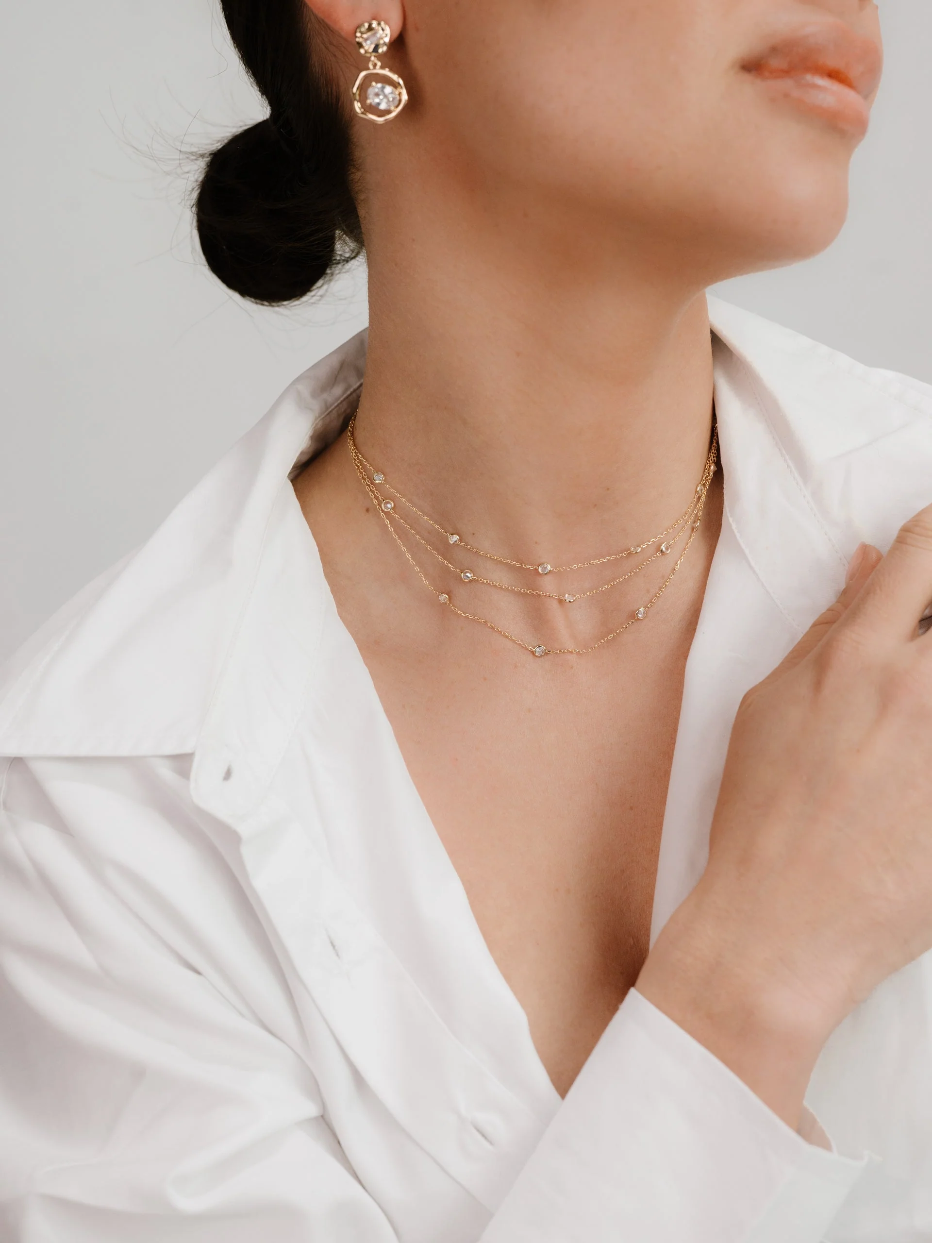 Perfect Crystal Dotted Layered Necklace - Image 6