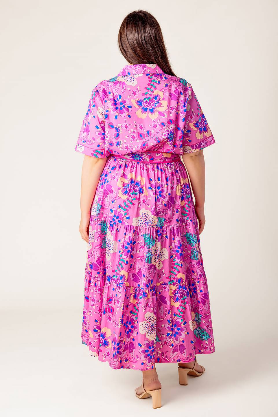 PETAL PRESS - PINK & PURPLE FLORAL MIDI DRESS - Image 11