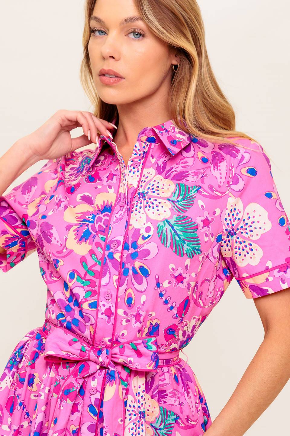 PETAL PRESS - PINK & PURPLE FLORAL MIDI DRESS - Image 2