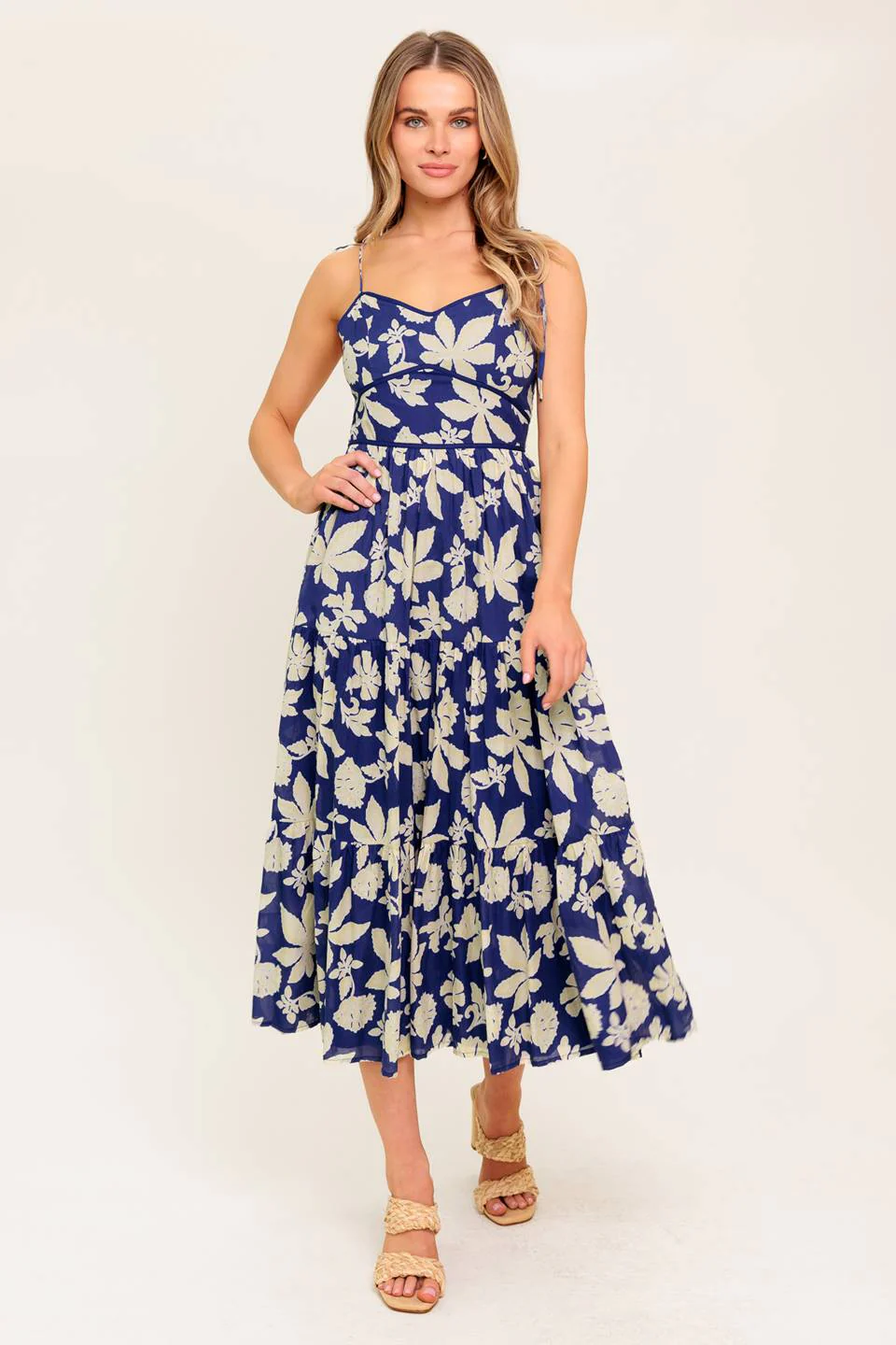 PETALS IN THE WIND MIDI DRESS - NAVY - Image 4