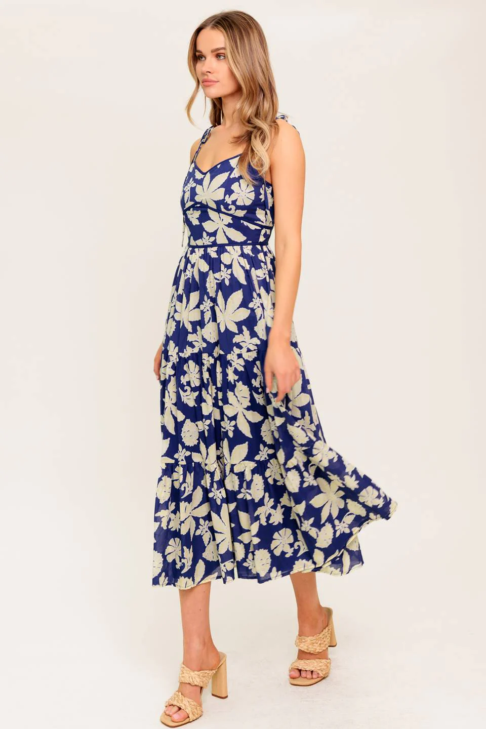 PETALS IN THE WIND MIDI DRESS - NAVY - Image 5