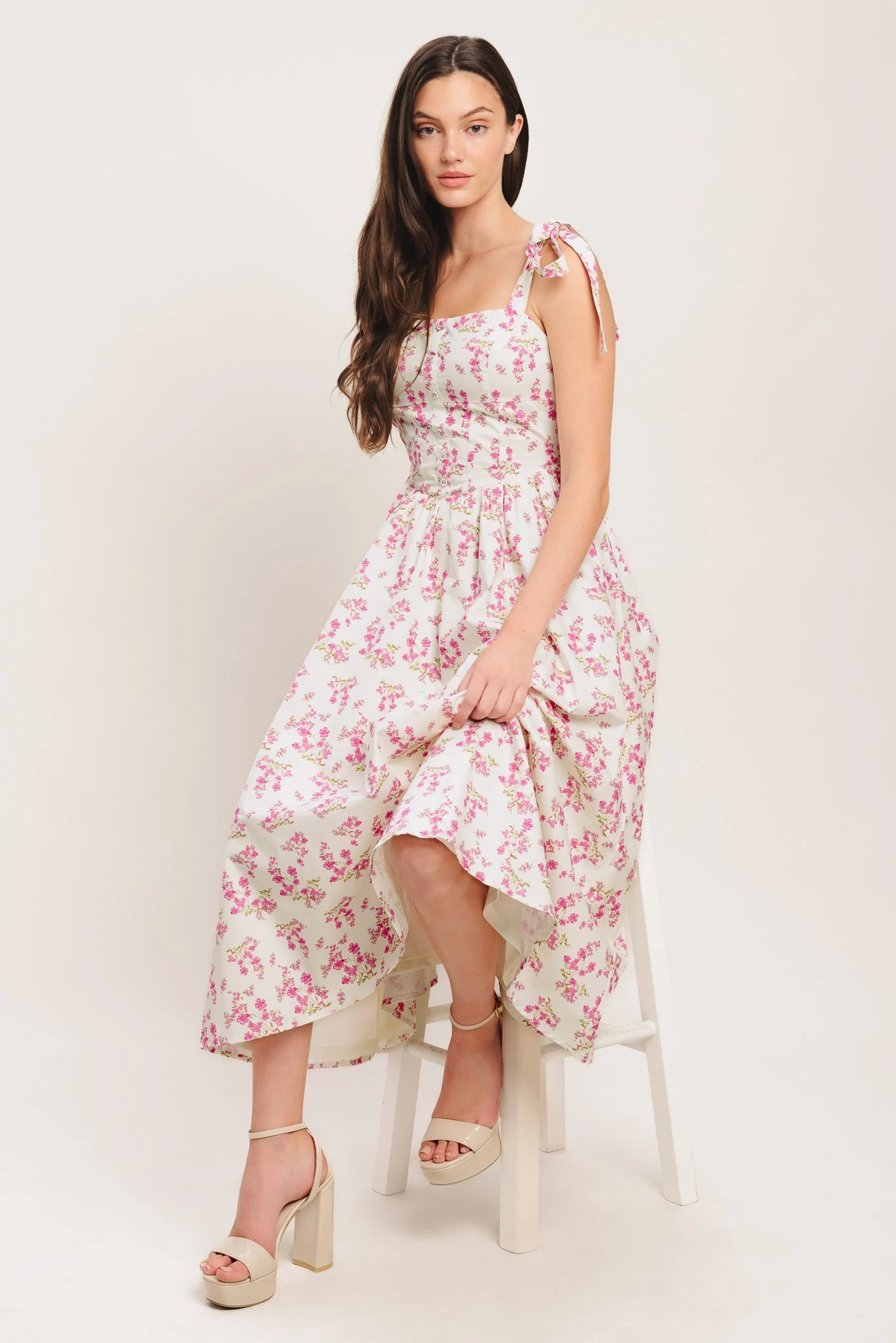 PETALS & PROMISES PINK MIDI DRESS - Image 2